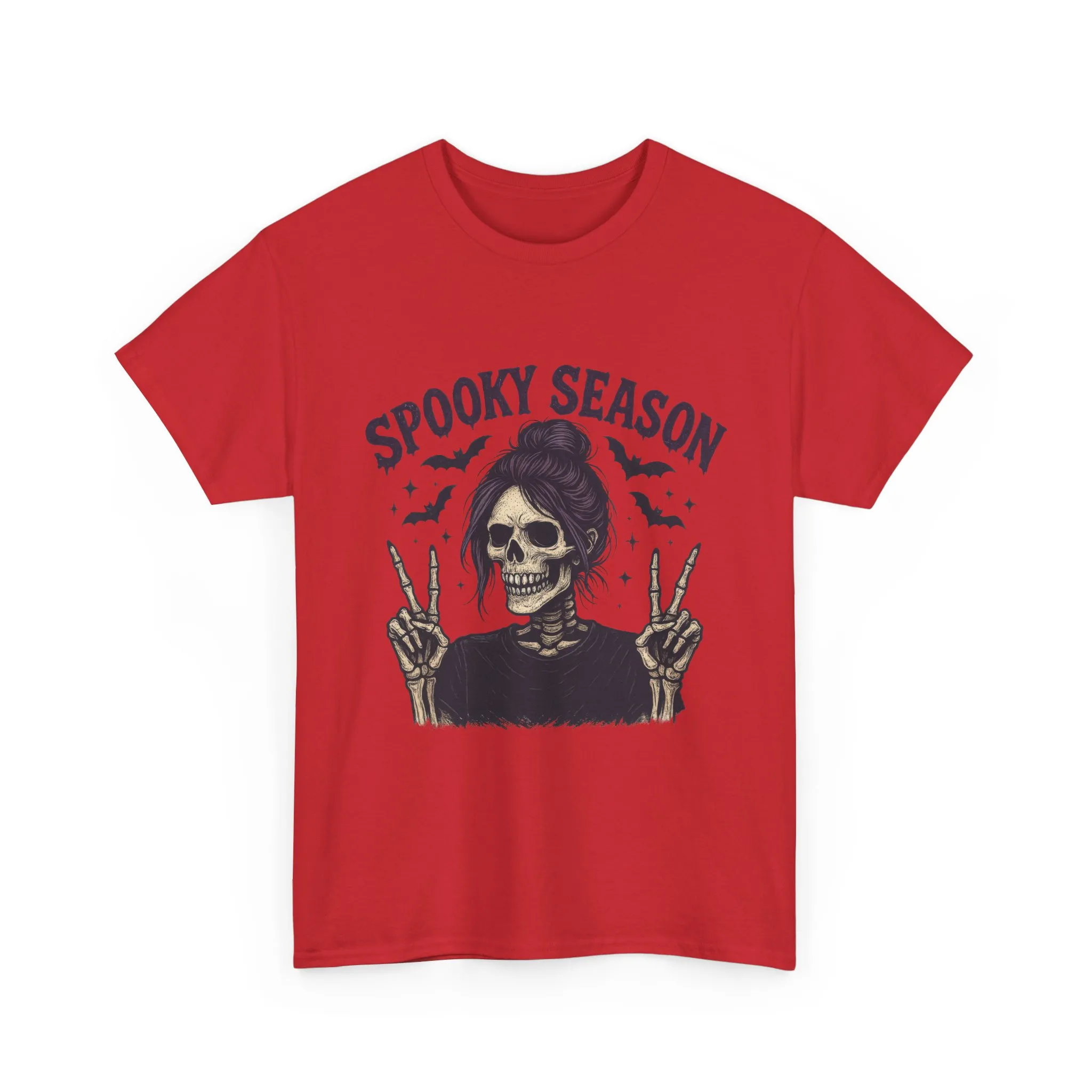Spooky Season Women's T-Shirt, Funny Skeleton Girl Halloween Graphic Tee, Gothic Fall Shirt - Image 31