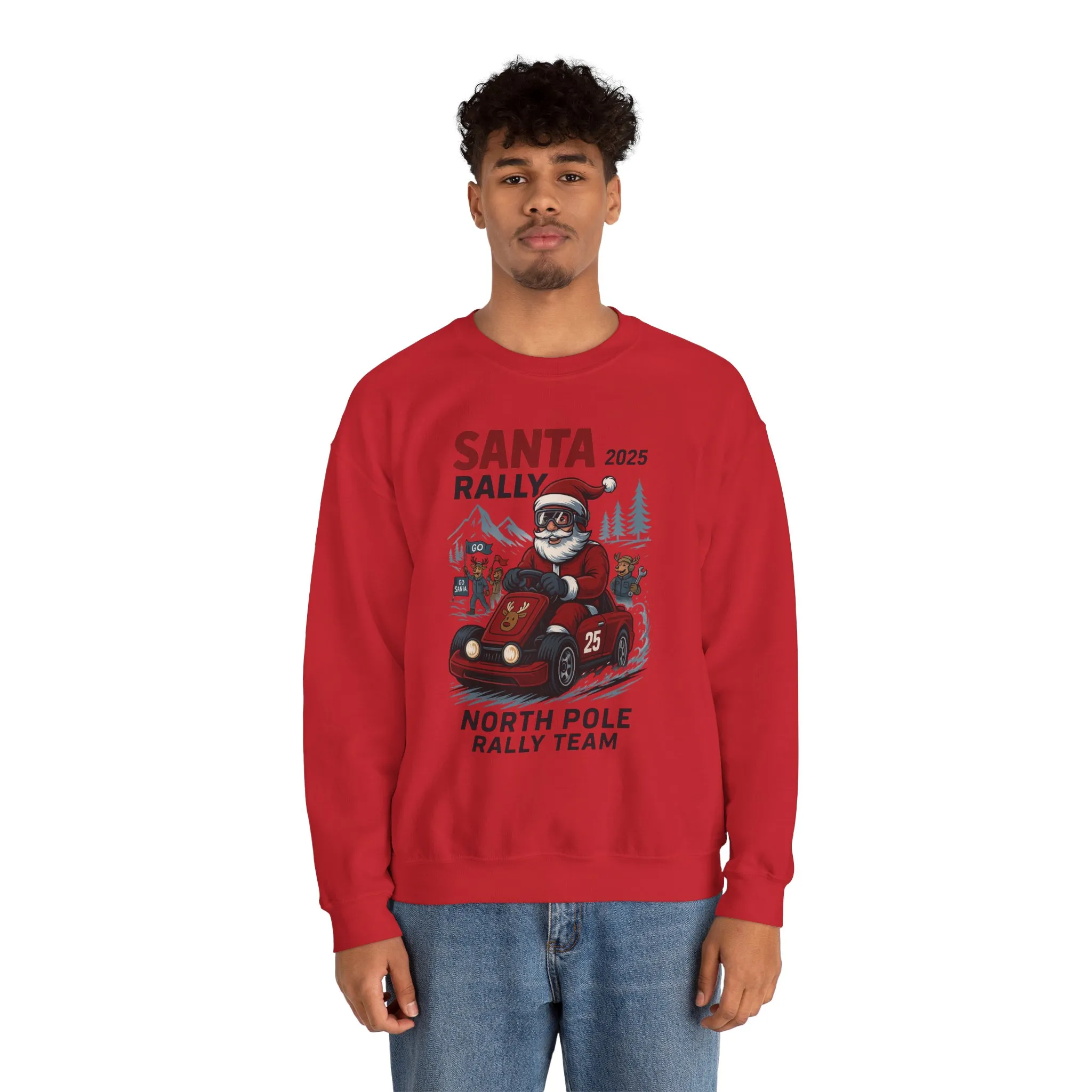 Santa Rally 2025 Christmas Men's Sweatshirt, Funny Santa Racing Sweatshirt for Men, North Pole Rally Team Holiday Jumper - Image 17