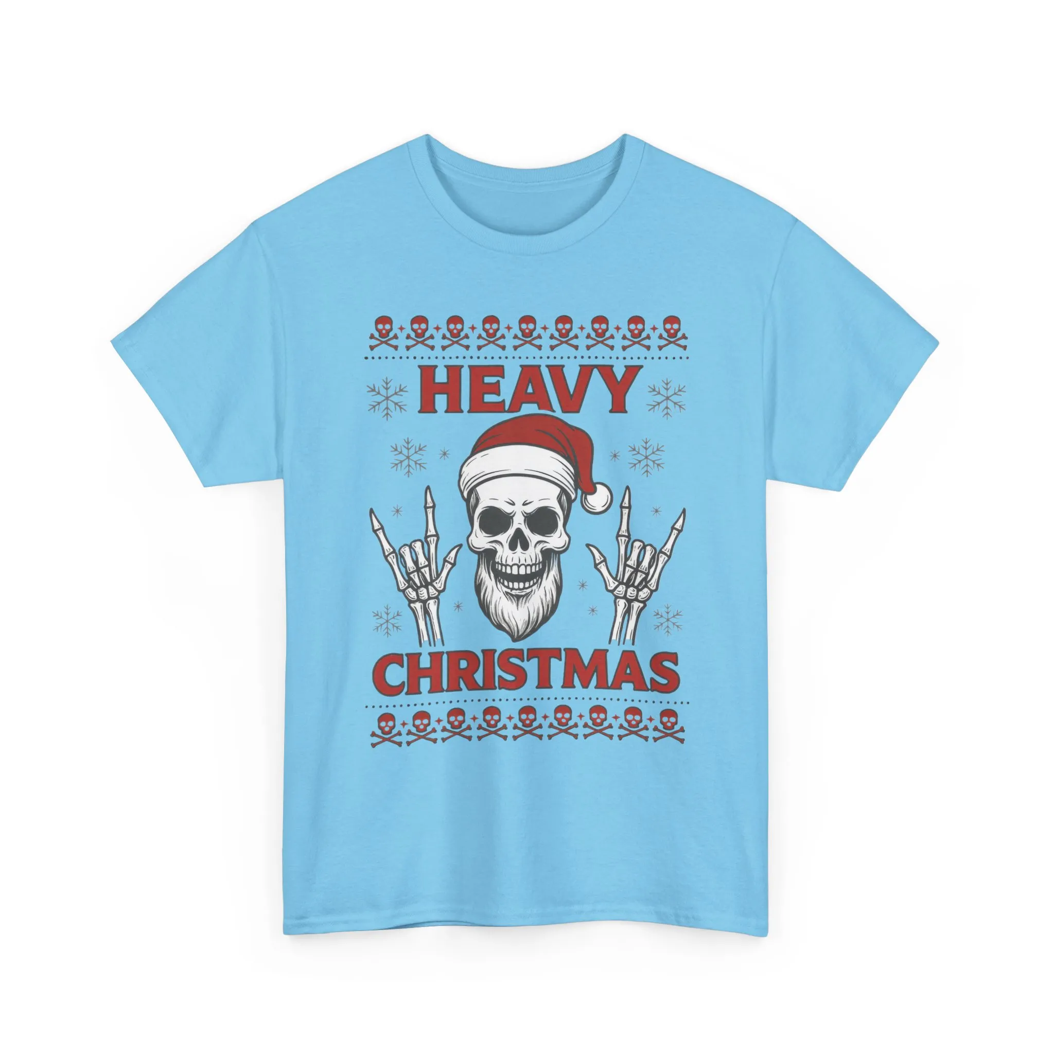 Heavy Christmas Men's T-Shirt, Metal Santa Skull Holiday Pullover for Men - Image 13