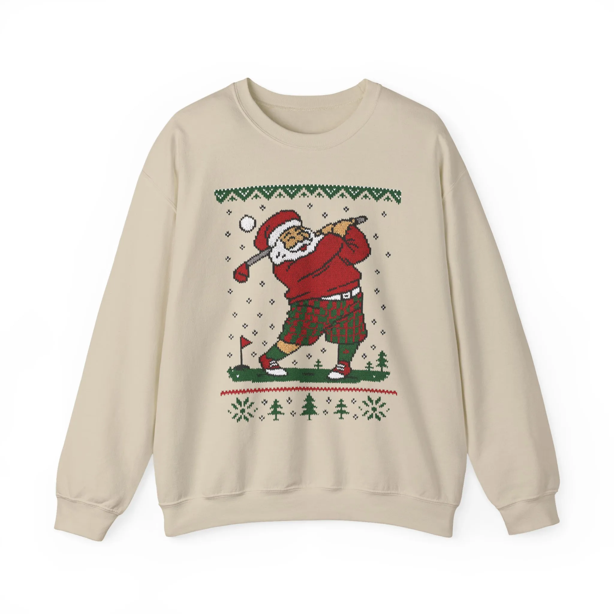 Golfing Santa Christmas Sweatshirt, Funny Golf Lover Holiday Jumper, Ugly Christmas Golf Sweater for Men - Image 7