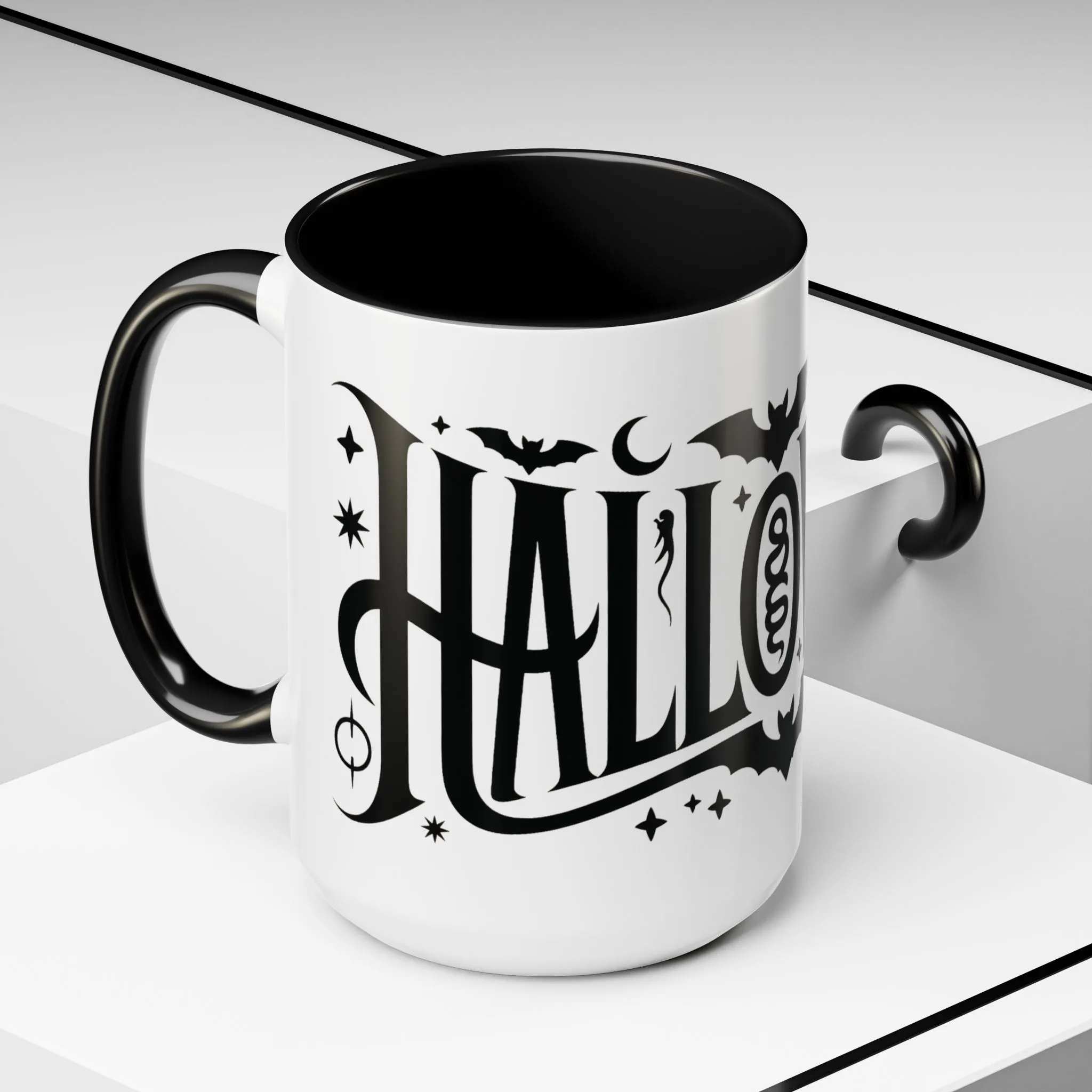 Gothic Halloween Mug, Vintage Typography Coffee Cup, Retro Spooky Aesthetic Gift, Minimal Witchy Academia Drinkware, Coffee Mug (11, 15oz) - Image 5
