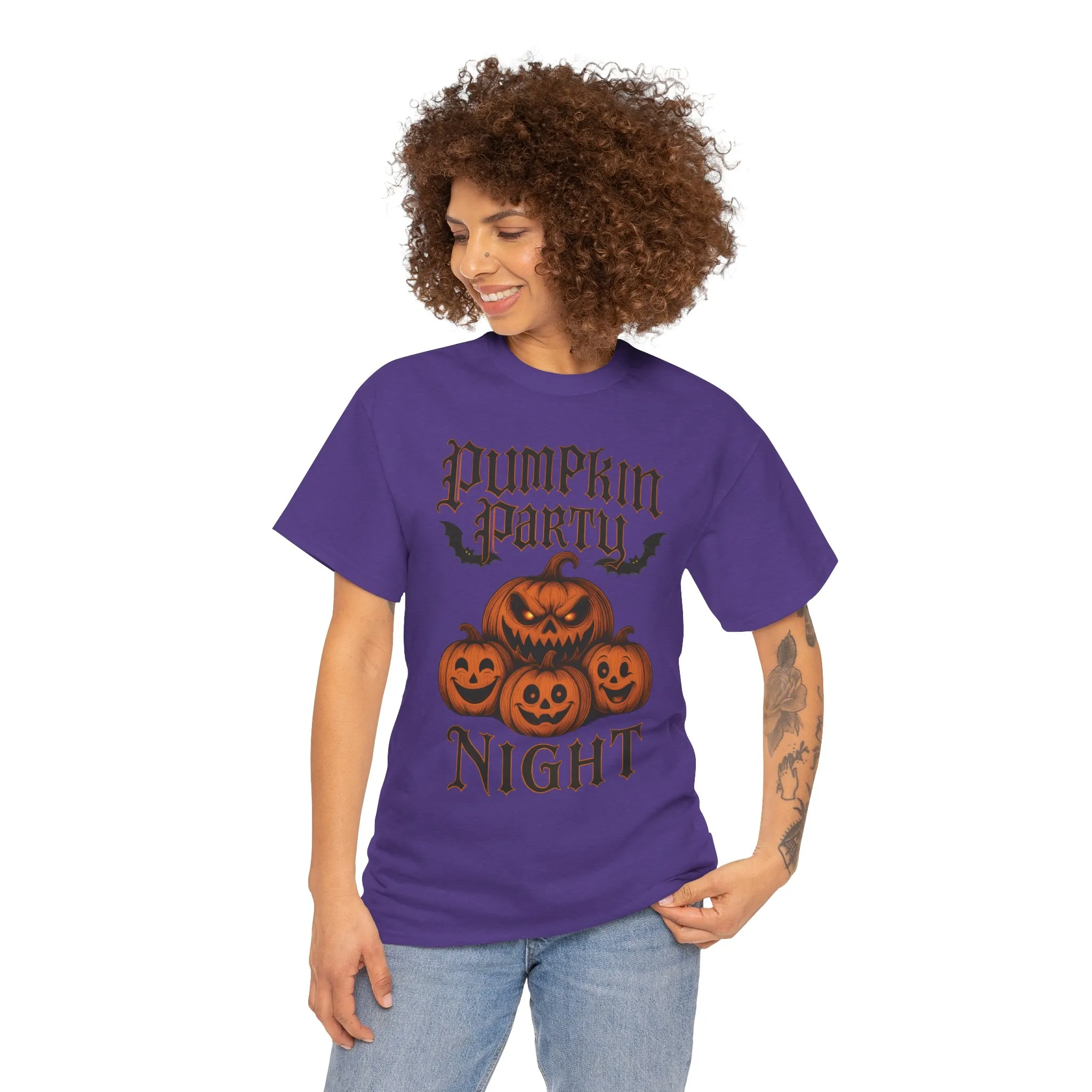 Pumpkin Party Night Shirt, Women's Halloween Gothic Pumpkin T-Shirt, Spooky Jack O Lantern Party Tee, Cute Scary Fall Shirt - Image 23