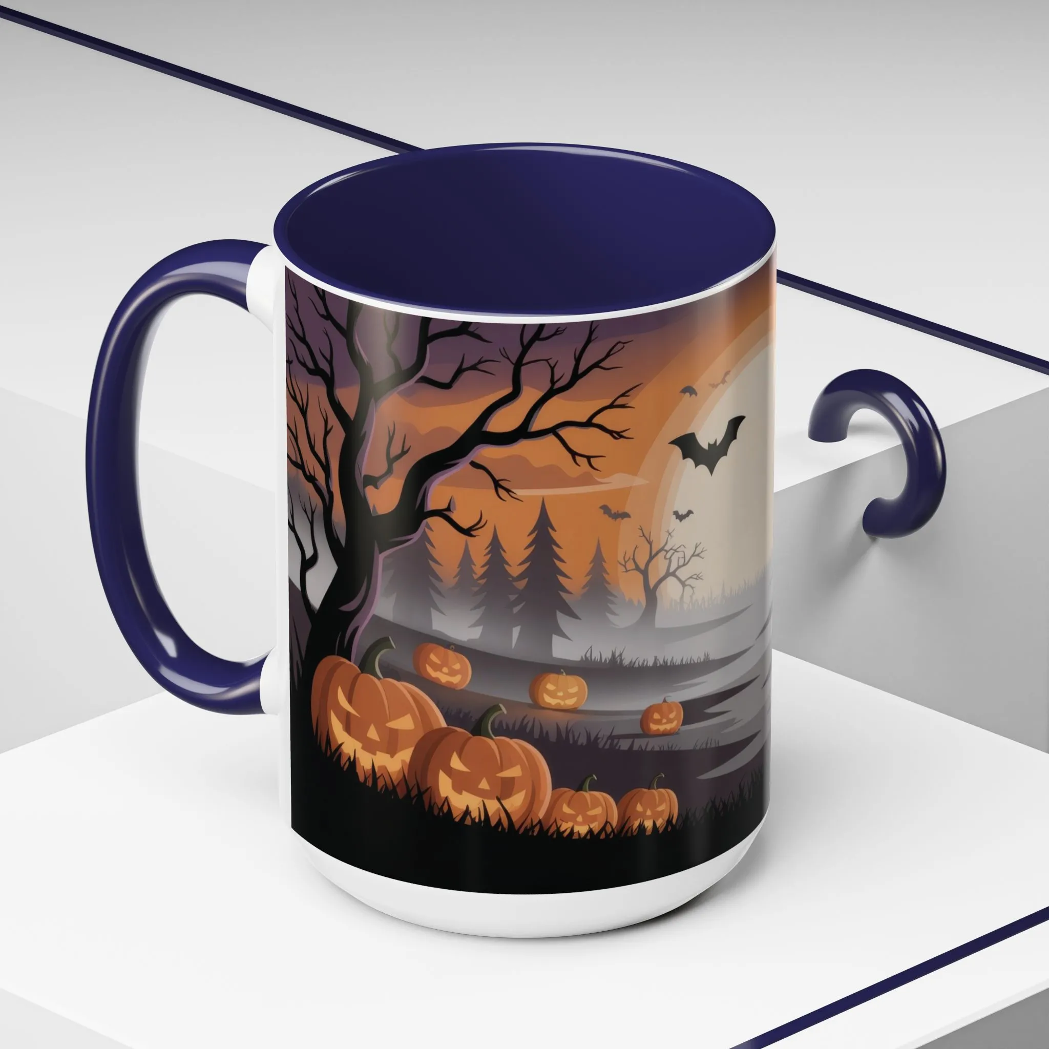 Halloween Pumpkin Forest Mug, Spooky Sunset Landscape Coffee Cup, Gothic Fall Gift for Her - Him, Accent Coffee Mug (11, 15oz) - Image 20