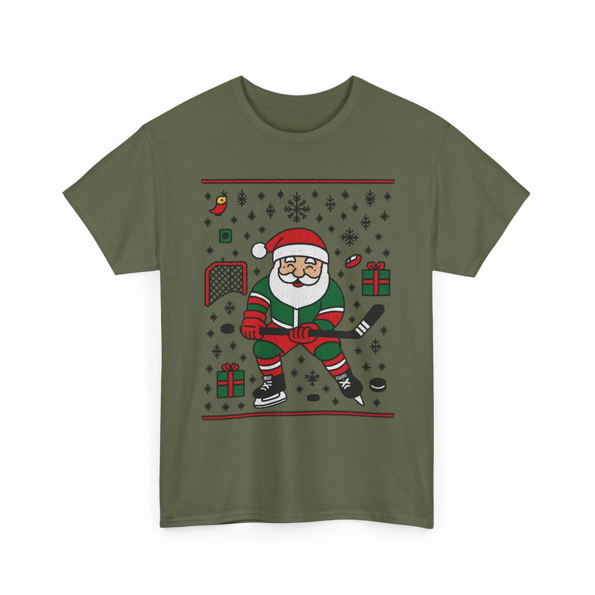 Hockey Santa Men's Christmas T-Shirt, Funny Sports Holiday Tee - Image 7