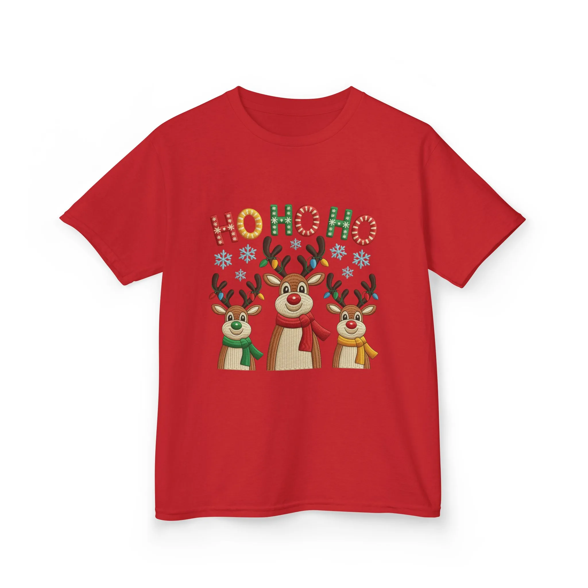 Ho Ho Ho Reindeer T-Shirt for Girl, Cute Christmas Kids Holiday Tee - Image 17