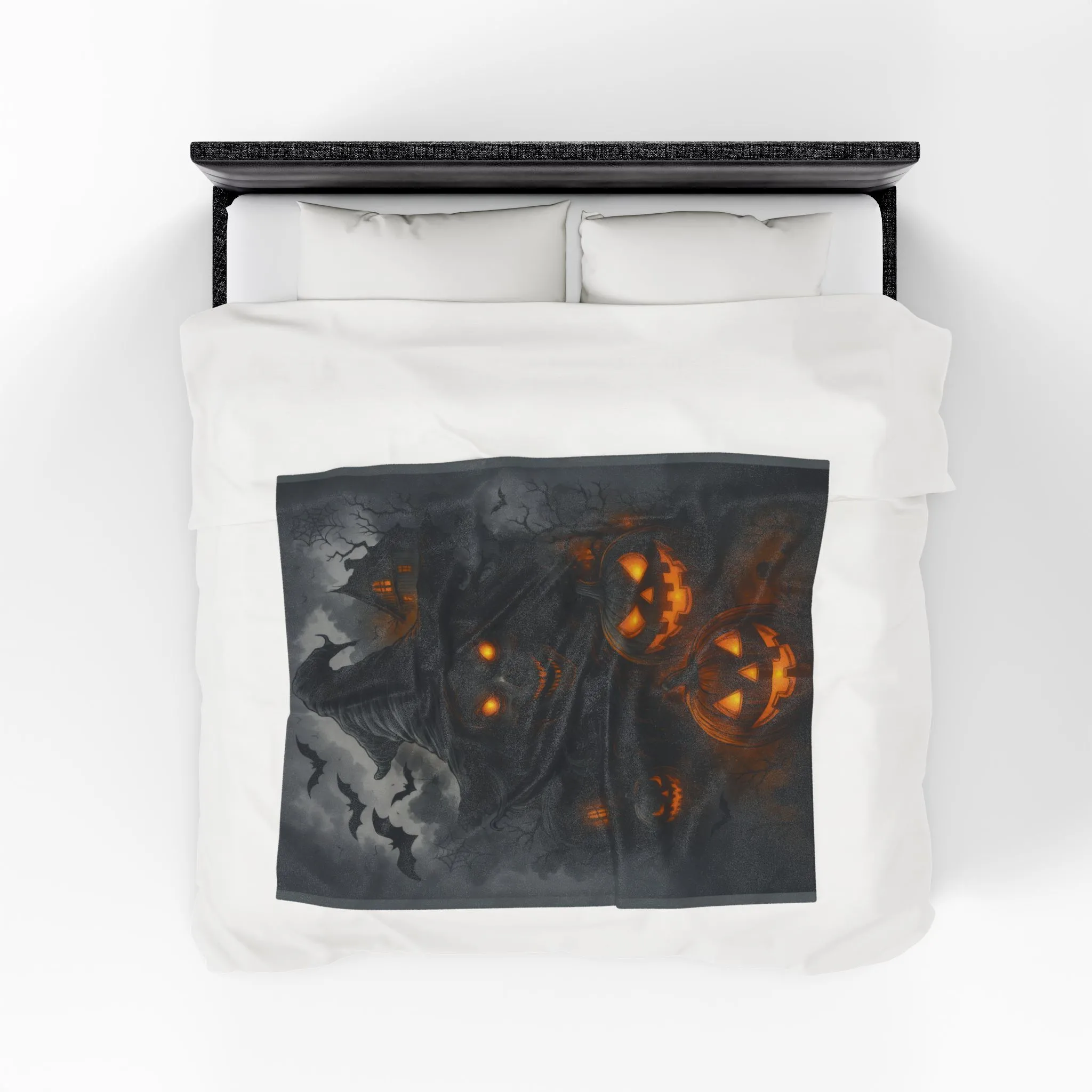 Witch and Pumpkins Halloween Velveteen Plush Blanket, Spooky Cozy Throw, Gothic Haunted House Decor, Horror Witch Gift - Image 4
