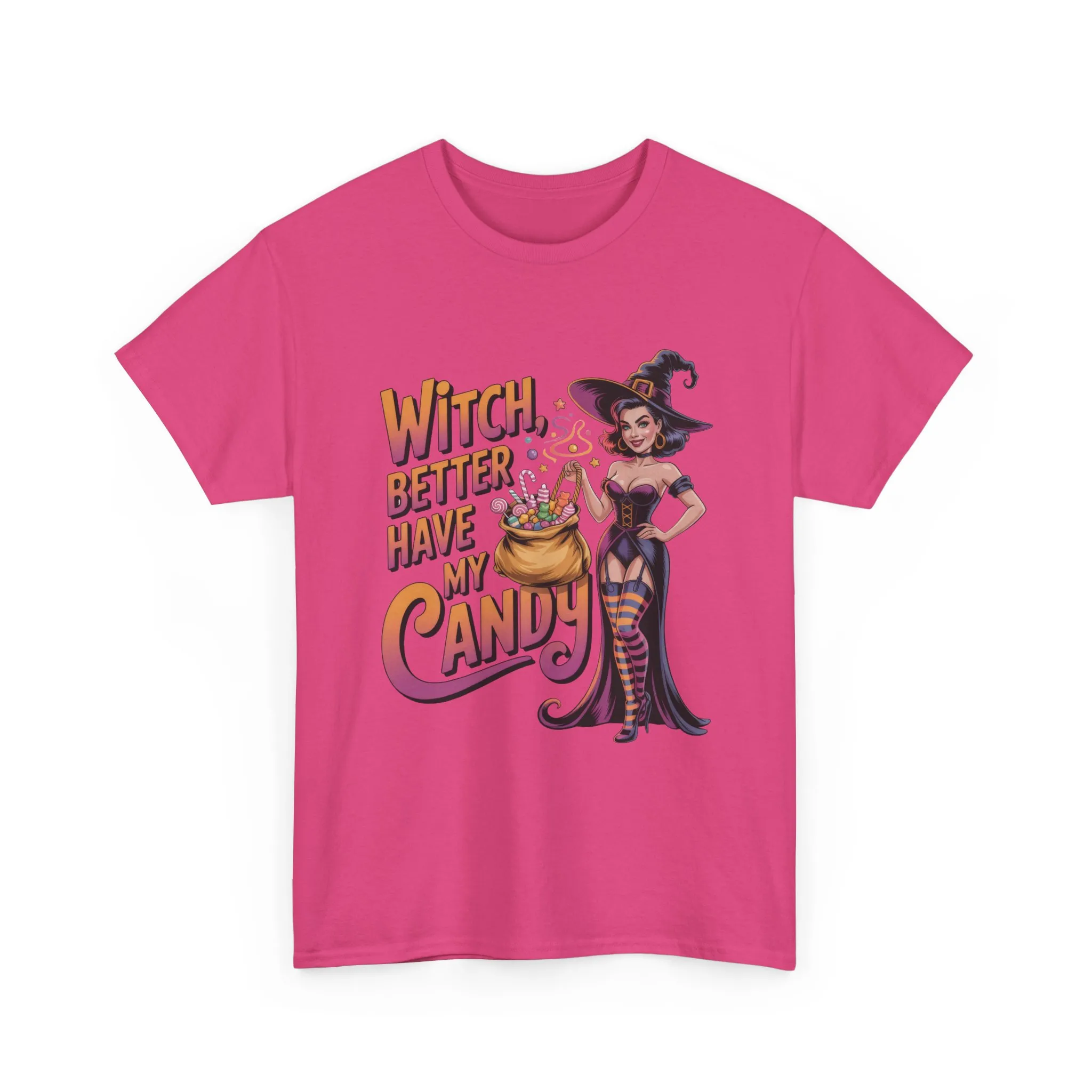 Witch Better Have My Candy Halloween T-Shirt for Women, Funny Spooky Witch Tee, Retro Pin-Up Halloween Shirt, Sassy Fall Party Top - Image 25