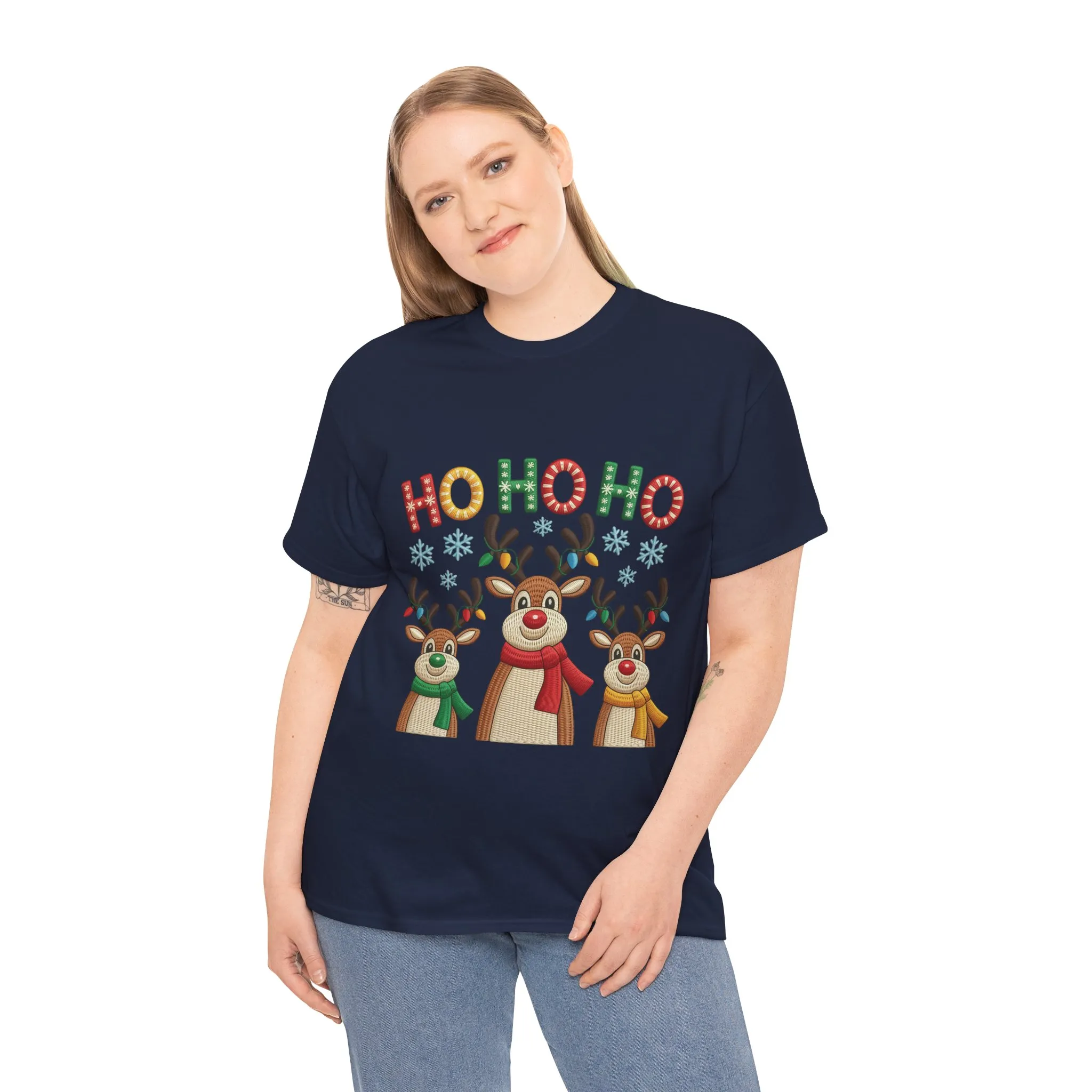 Ho Ho Ho Reindeer T-Shirt, Cute Christmas Tee for Women - Image 18