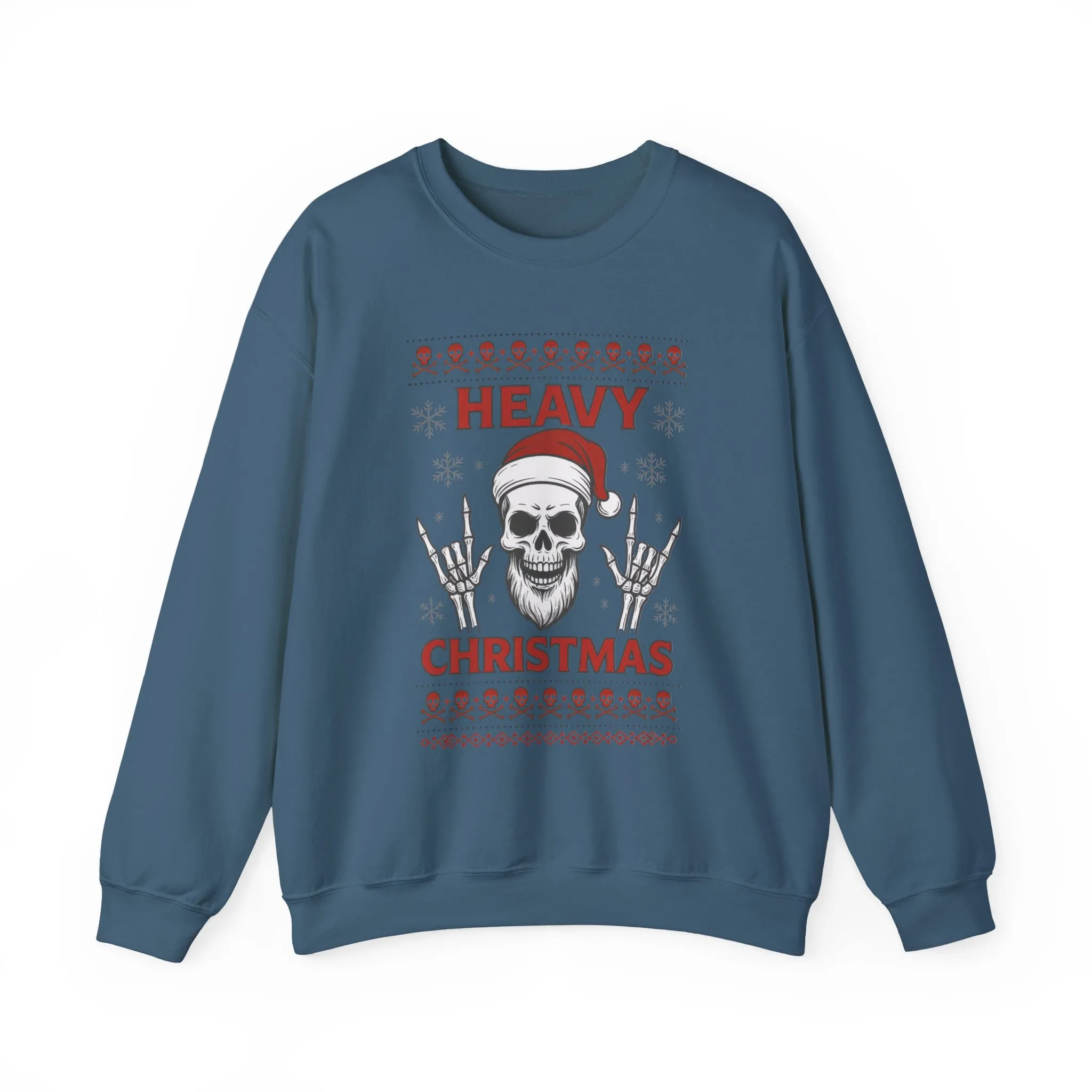 Heavy Christmas Men's Sweatshirt, Metal Santa Skull Holiday Pullover for Men - Image 10