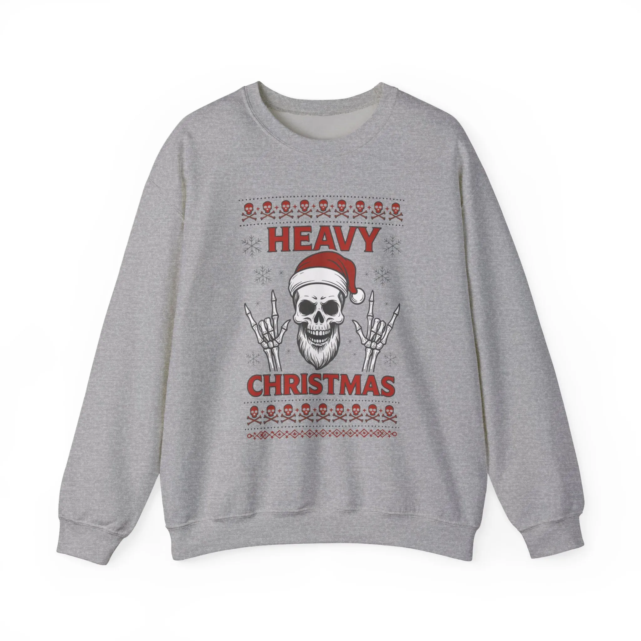 Heavy Christmas Men's Sweatshirt, Metal Santa Skull Holiday Pullover for Men - Image 7