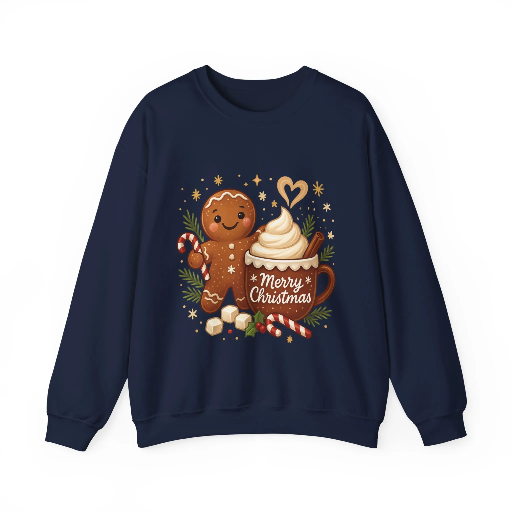 Women's Gingerbread - Hot Cocoa Christmas Sweatshirt, Cozy Holiday Pullover, Women's Heavy Blend™ Crewneck Sweatshirt - Image 16
