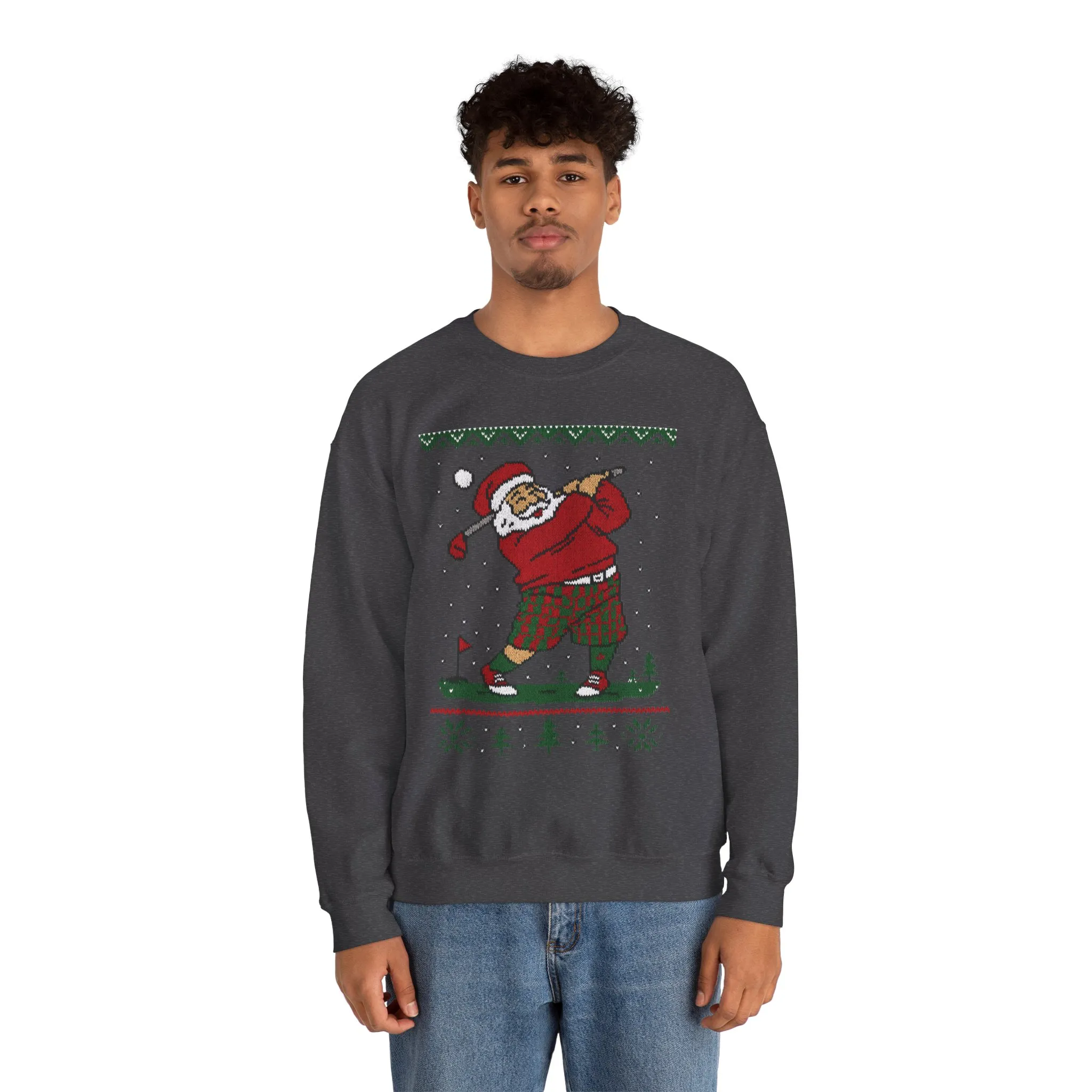 Golfing Santa Christmas Sweatshirt, Funny Golf Lover Holiday Jumper, Ugly Christmas Golf Sweater for Men - Image 14