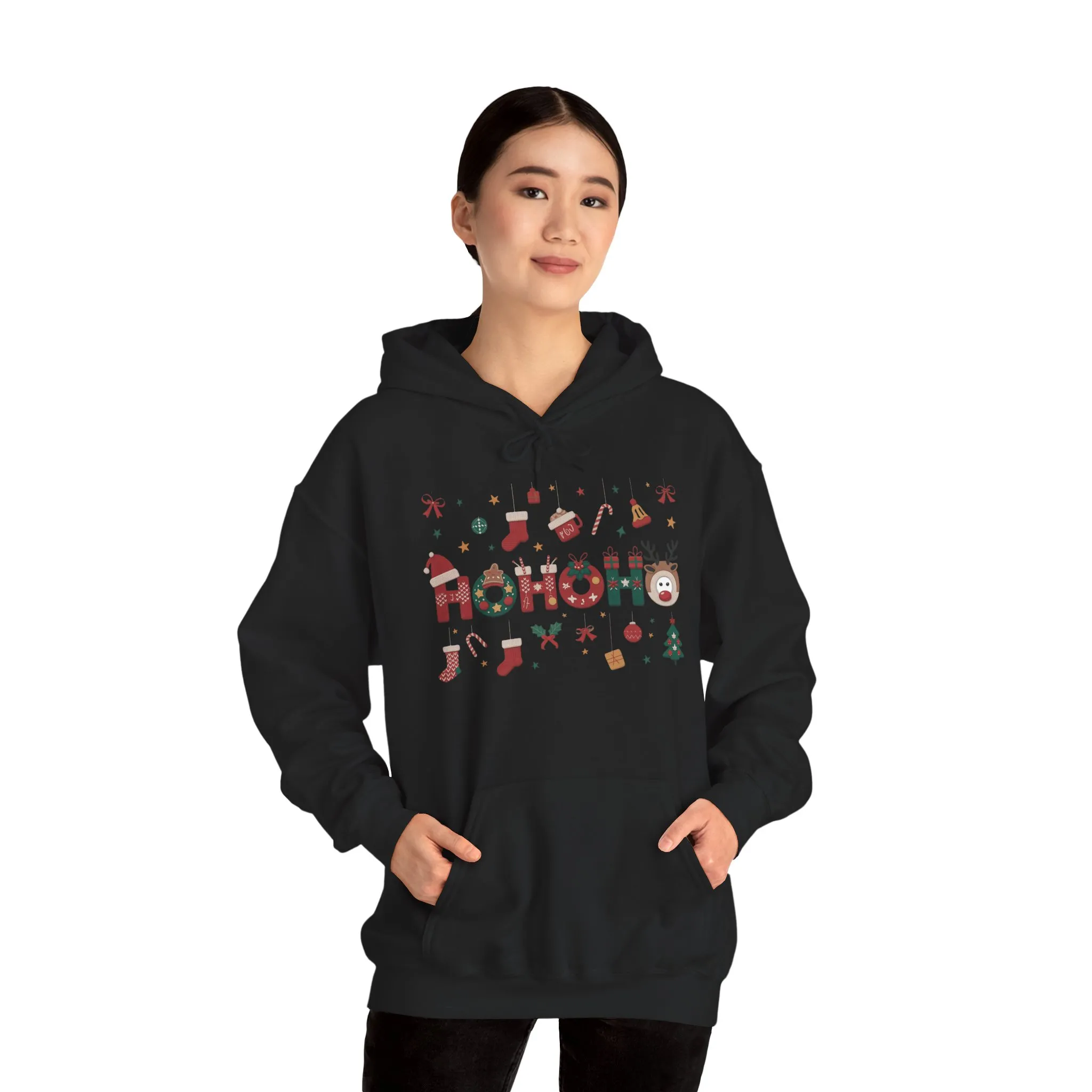 Matching Ho Ho Ho Christmas Sweatshirts, Mom and Daughter Holiday Hoodie Set, Cute Gingerbread - Reindeer Design, Family Christmas Outfits - Image 11