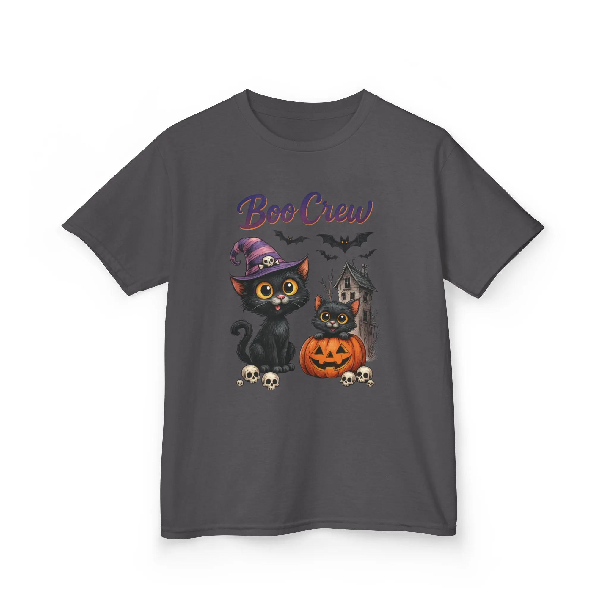 Boo Crew Kids Halloween T-Shirt, Cute Black Cats Pumpkin Design, Fun Spooky Shirt for Girls Boys - Image 13