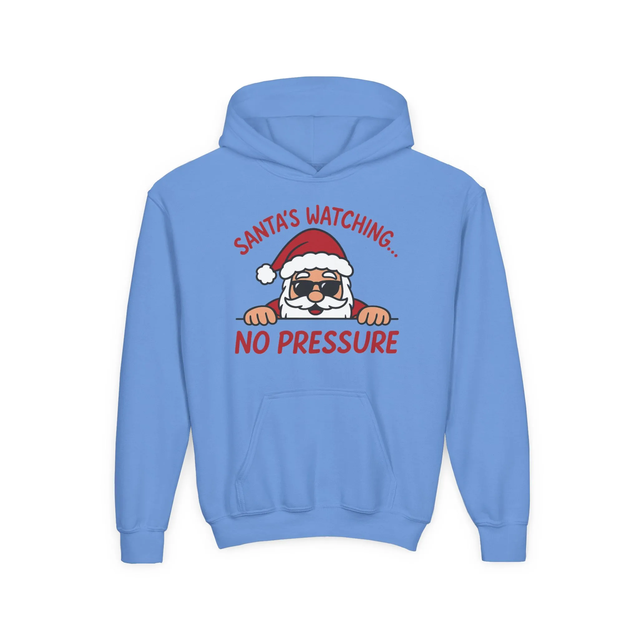 Santa's Watching No Pressure Kids Christmas Hoodie, Funny Holiday Sweatshirt for Youth - Image 13