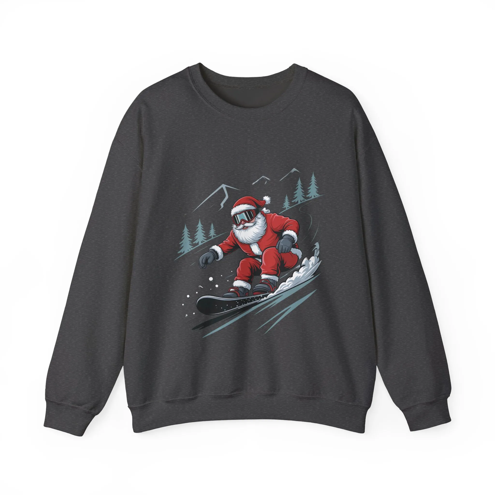 Snowboard Santa Christmas Sweatshirt, Cool Funny Holiday Sweater for Men, Santa Snowboarding Winter Jumper - Image 13