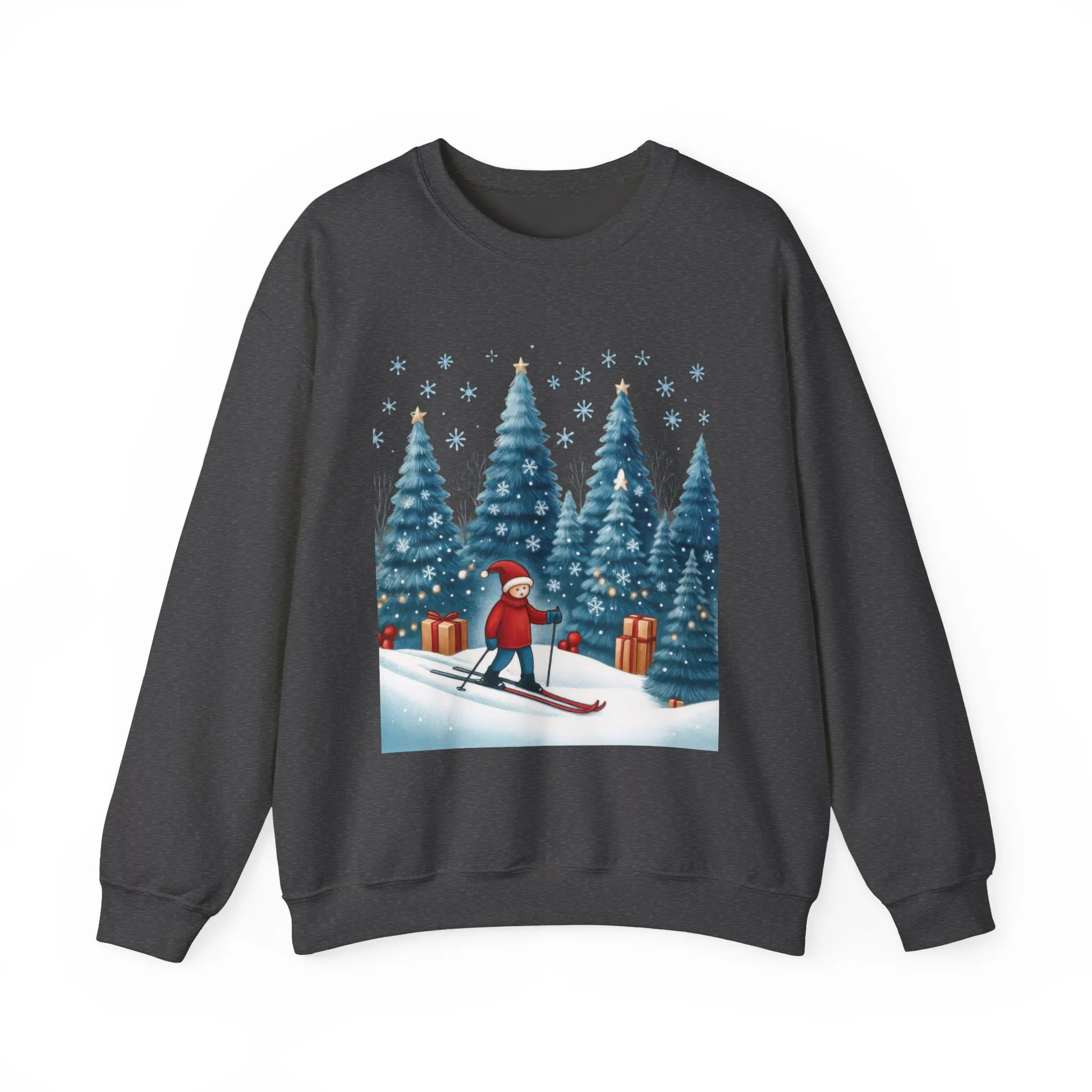 Womens Christmas Skiing Sweatshirt, Cozy Winter Holiday Pullover, Women's Heavy Blend™ Crewneck Sweatshirt - Image 16