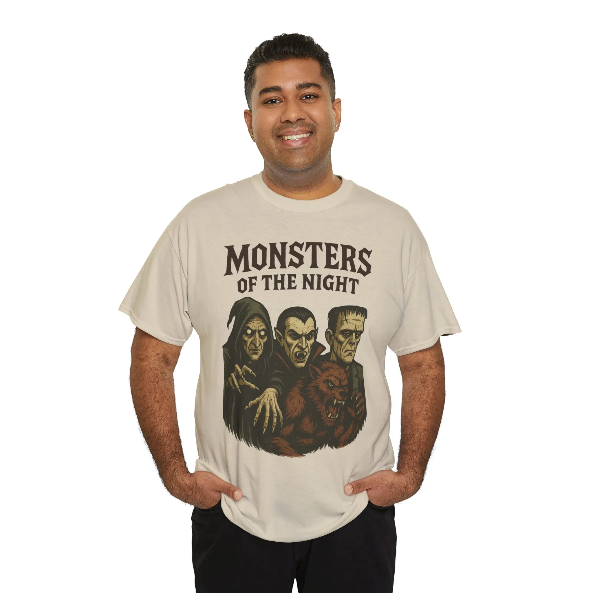 Monsters of the Night Men's T-Shirt, Classic Horror Movie Monsters Graphic Tee, Halloween Shirt - Image 9