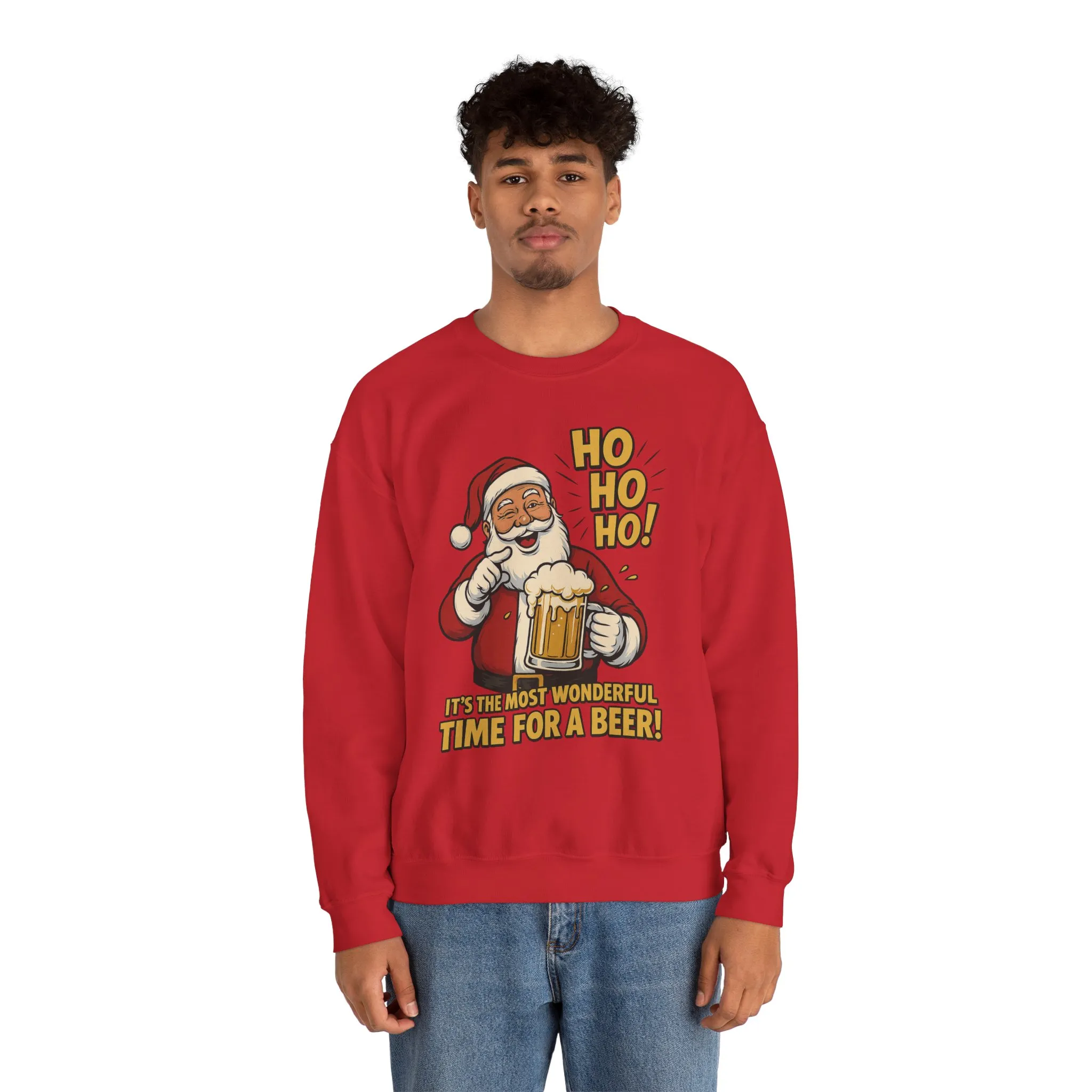 Funny Santa Beer Christmas Sweatshirt, Men's Holiday Pullover, Men's Heavy Blend™ Crewneck Sweatshirt - Image 20