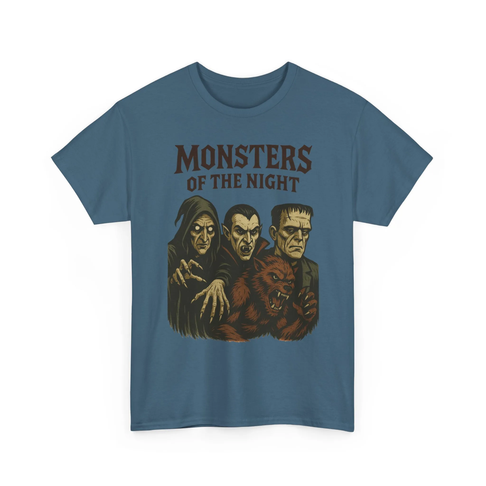 Monsters of the Night Men's T-Shirt, Classic Horror Movie Monsters Graphic Tee, Halloween Shirt - Image 19