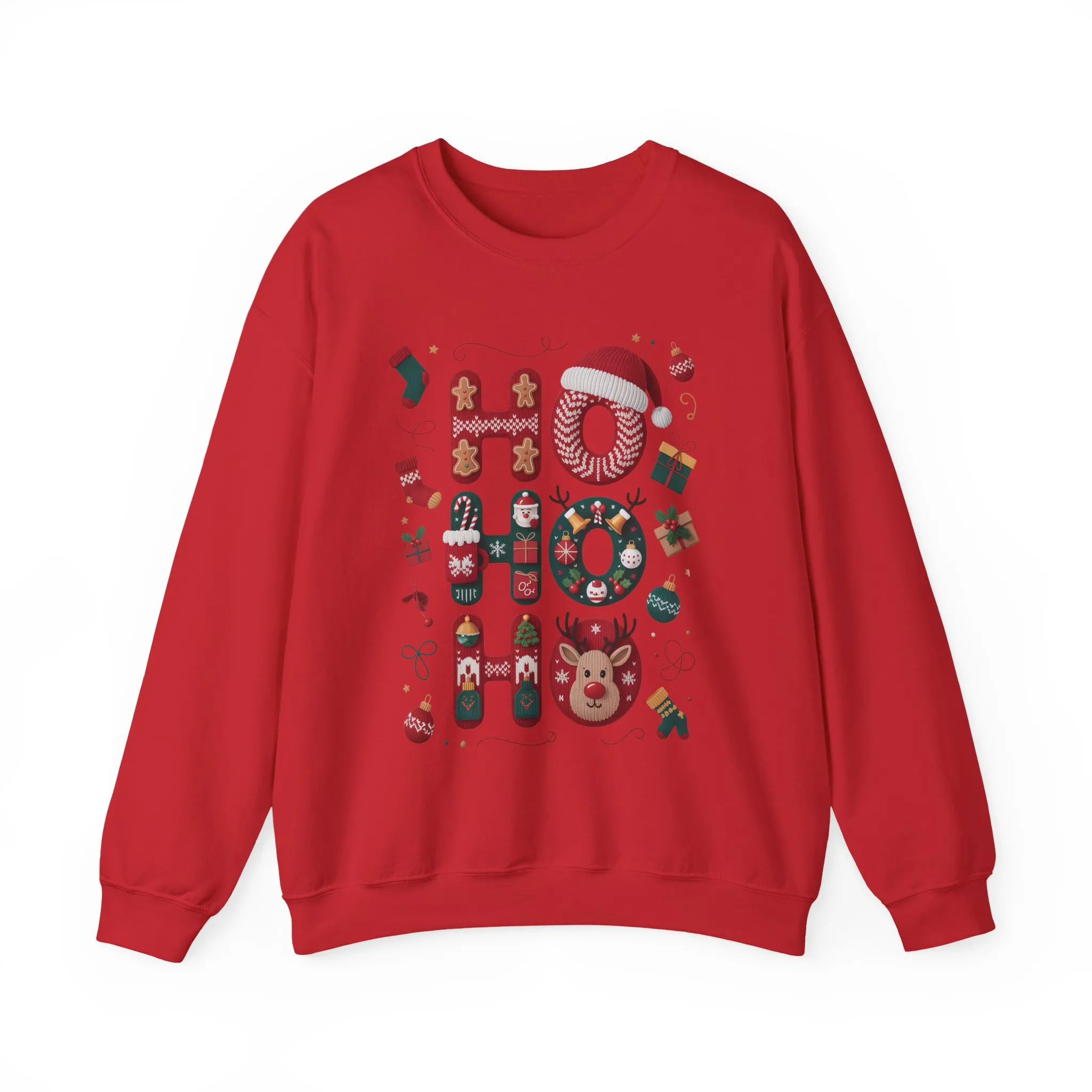 Ho Ho Ho Christmas Sweatshirt, Cute Women's Holiday Hoodie - T-Shirt, Festive Gingerbread - Reindeer Design, Cozy Winter Christmas Jumper - Image 25