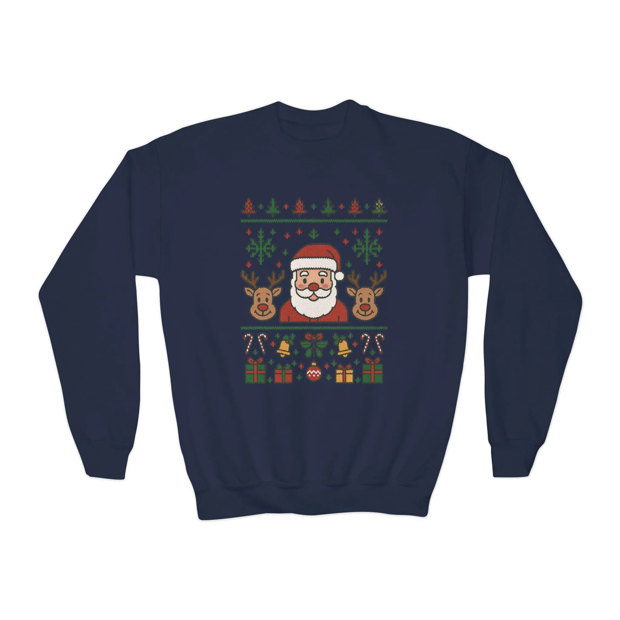 Santa - Reindeer Christmas Sweatshirt for Kids, Cozy Holiday Jumper, Youth Crewneck Sweatshirt - Image 16