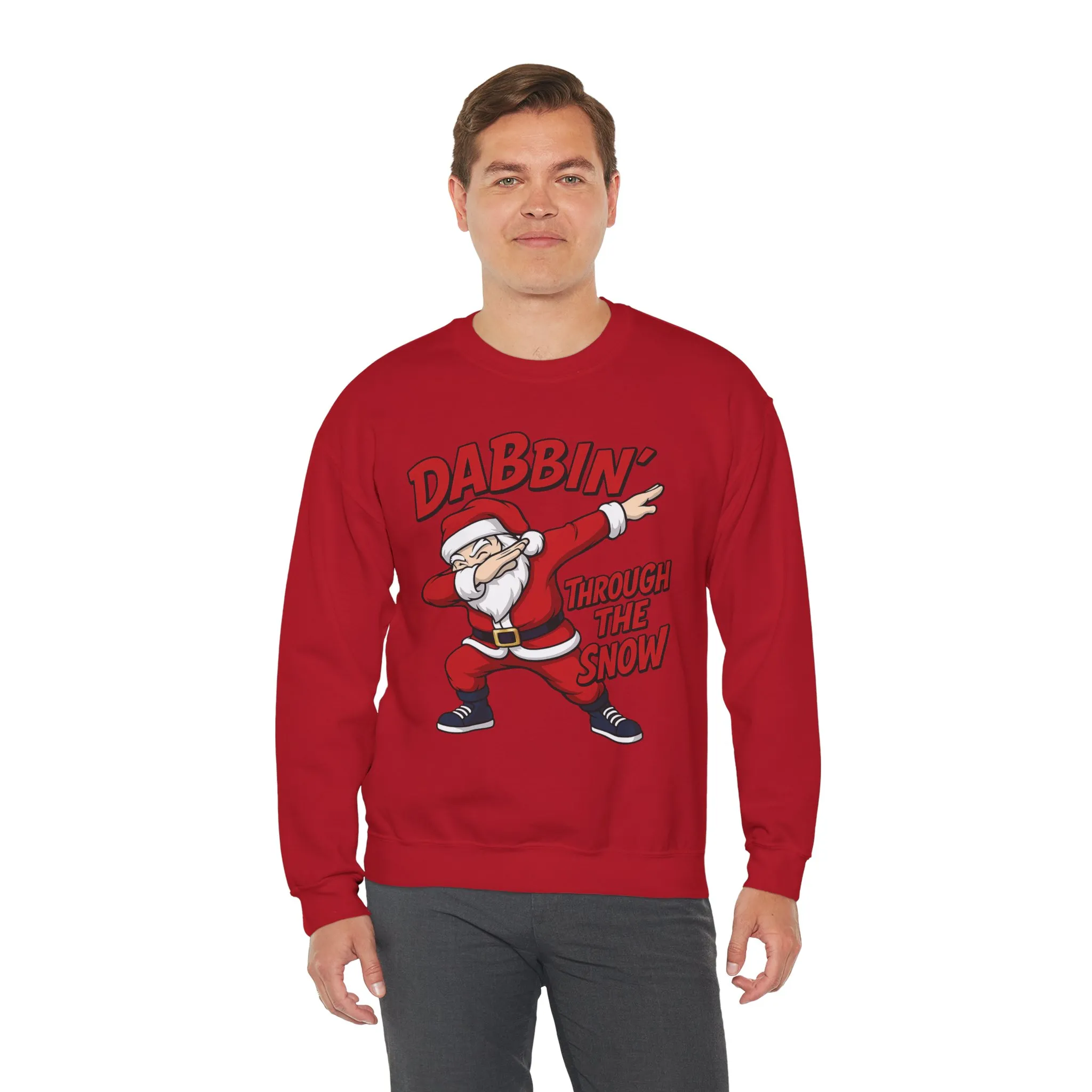 Dabbin Through The Snow Santa Men's Christmas Sweatshirt, Funny Holiday Jumper - Image 27
