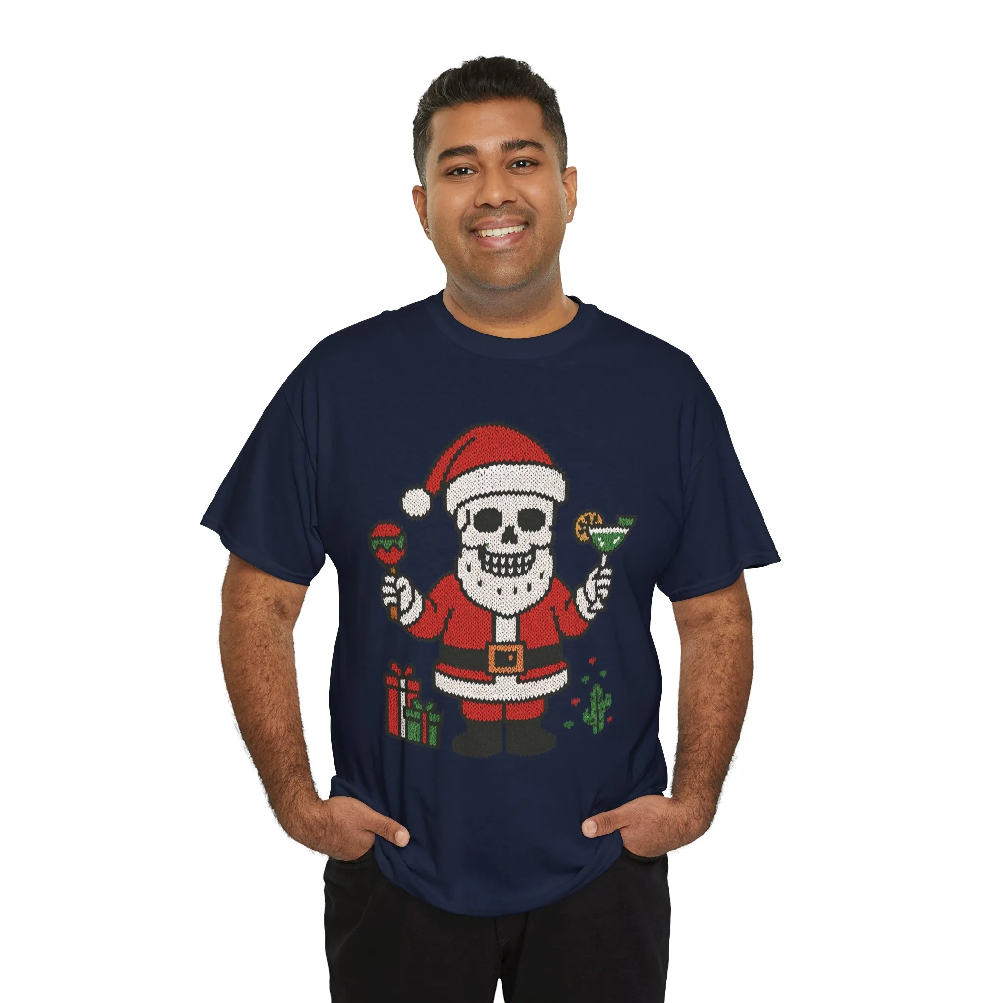 Funny Santa Skull Christmas Men's Shirt, Holiday Margarita Tee for Men - Image 27