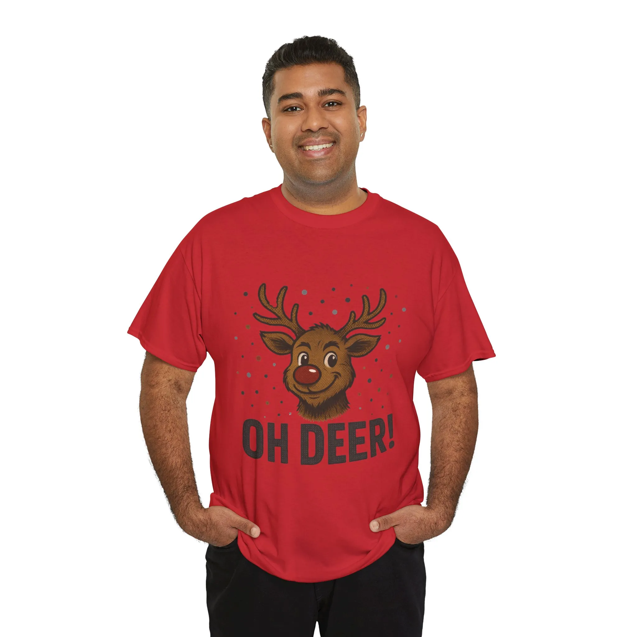 Men's Oh Deer Funny Christmas T-Shirt, Reindeer Holiday Graphic Tee - Image 24