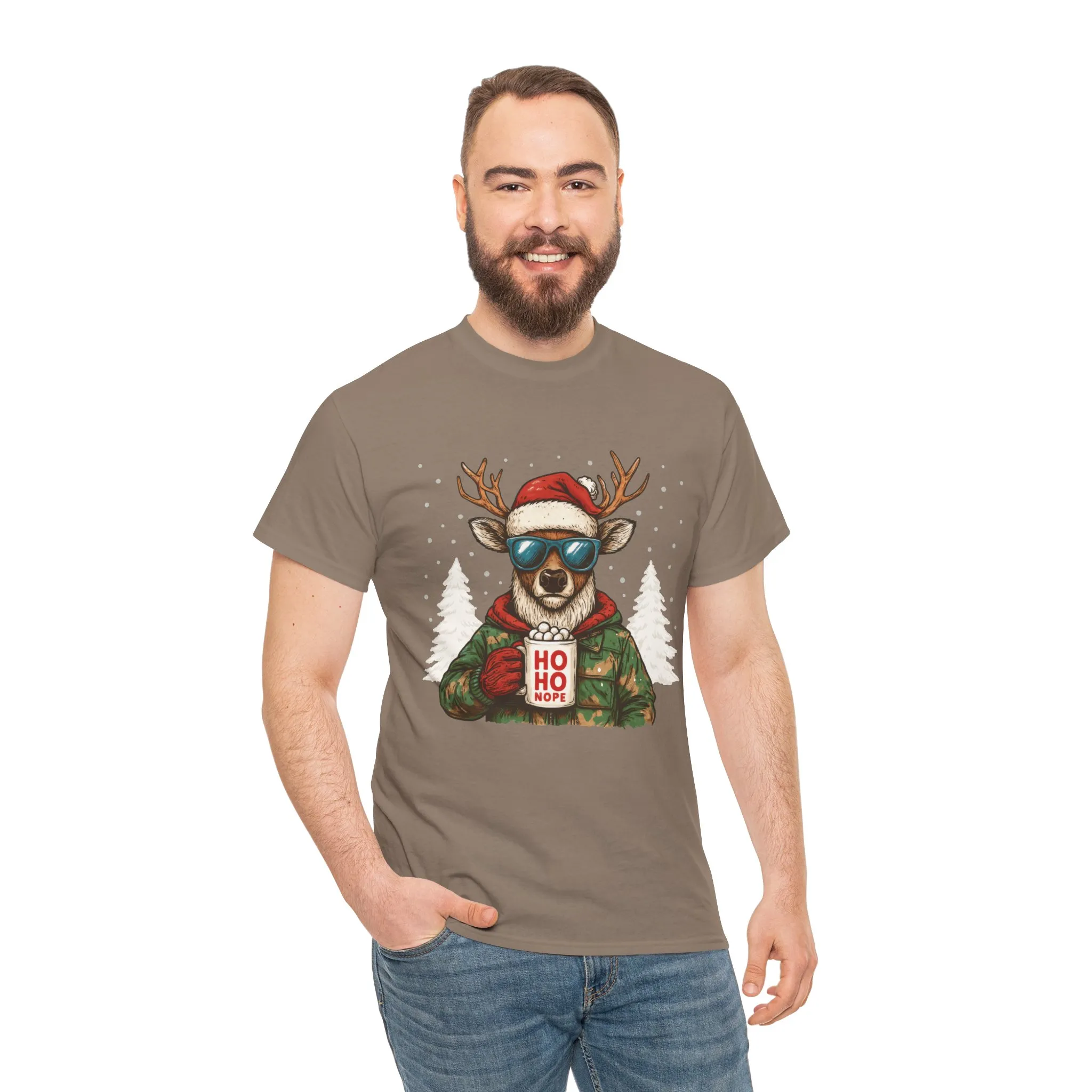 Men's HO HO NOPE Funny Christmas Sweatshirt, Cool Reindeer Pullover - Image 8