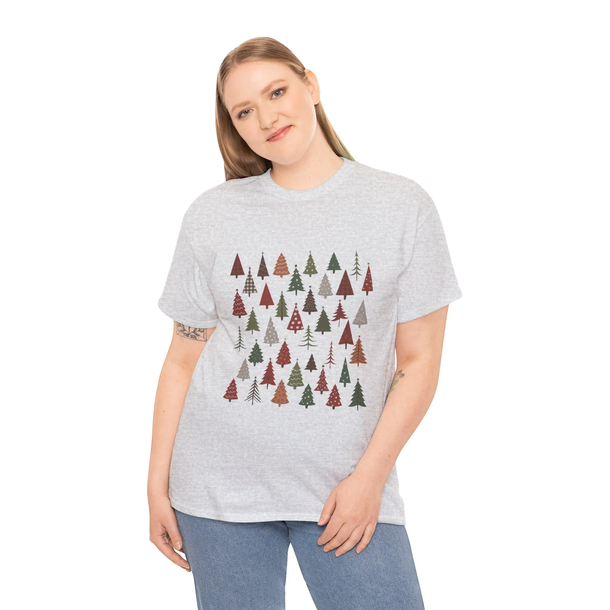 Minimal Christmas Tree T-Shirt, Boho Holiday Tee for Women - Image 3