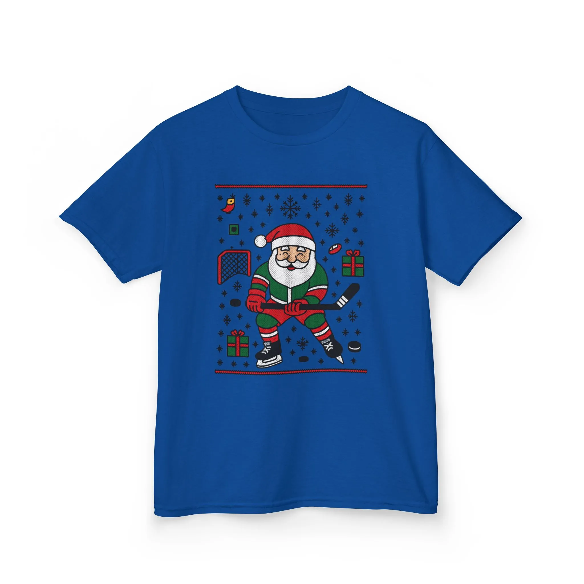 Hockey Santa Youth Christmas T-Shirt, Funny Holiday Sports Tee for Boys - Image 16