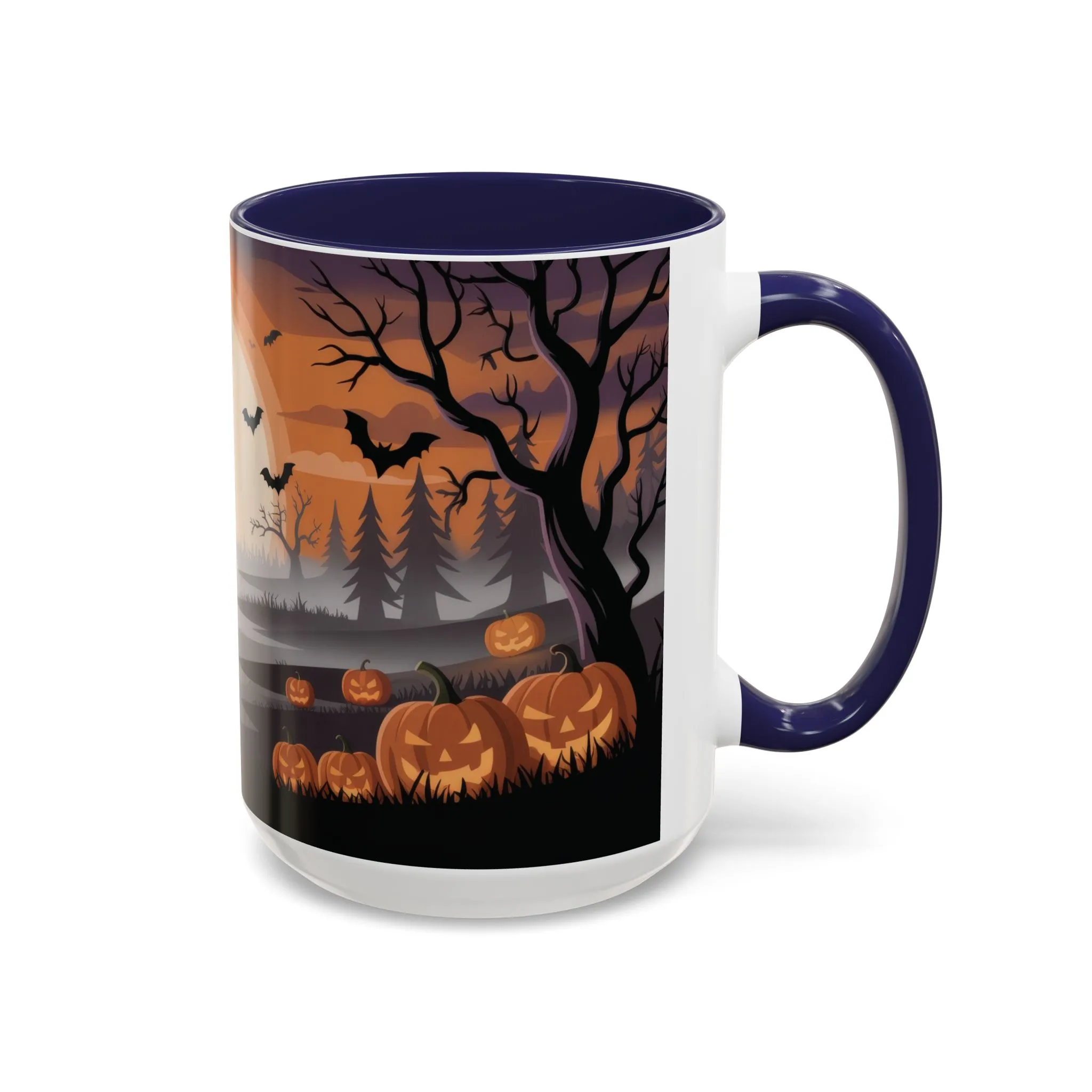 Halloween Pumpkin Forest Mug, Spooky Sunset Landscape Coffee Cup, Gothic Fall Gift for Her - Him, Accent Coffee Mug (11, 15oz) - Image 17
