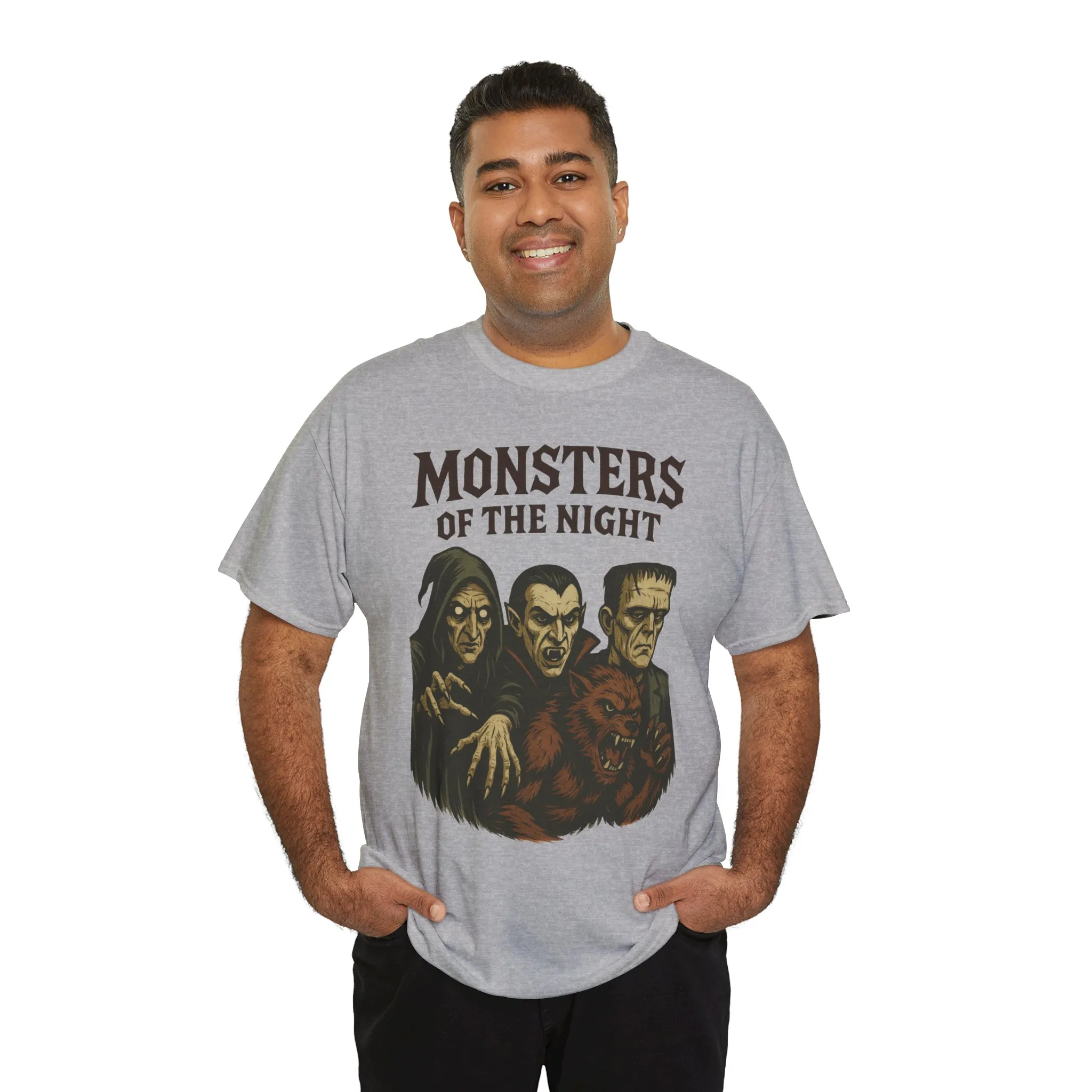 Monsters of the Night Men's T-Shirt, Classic Horror Movie Monsters Graphic Tee, Halloween Shirt - Image 12