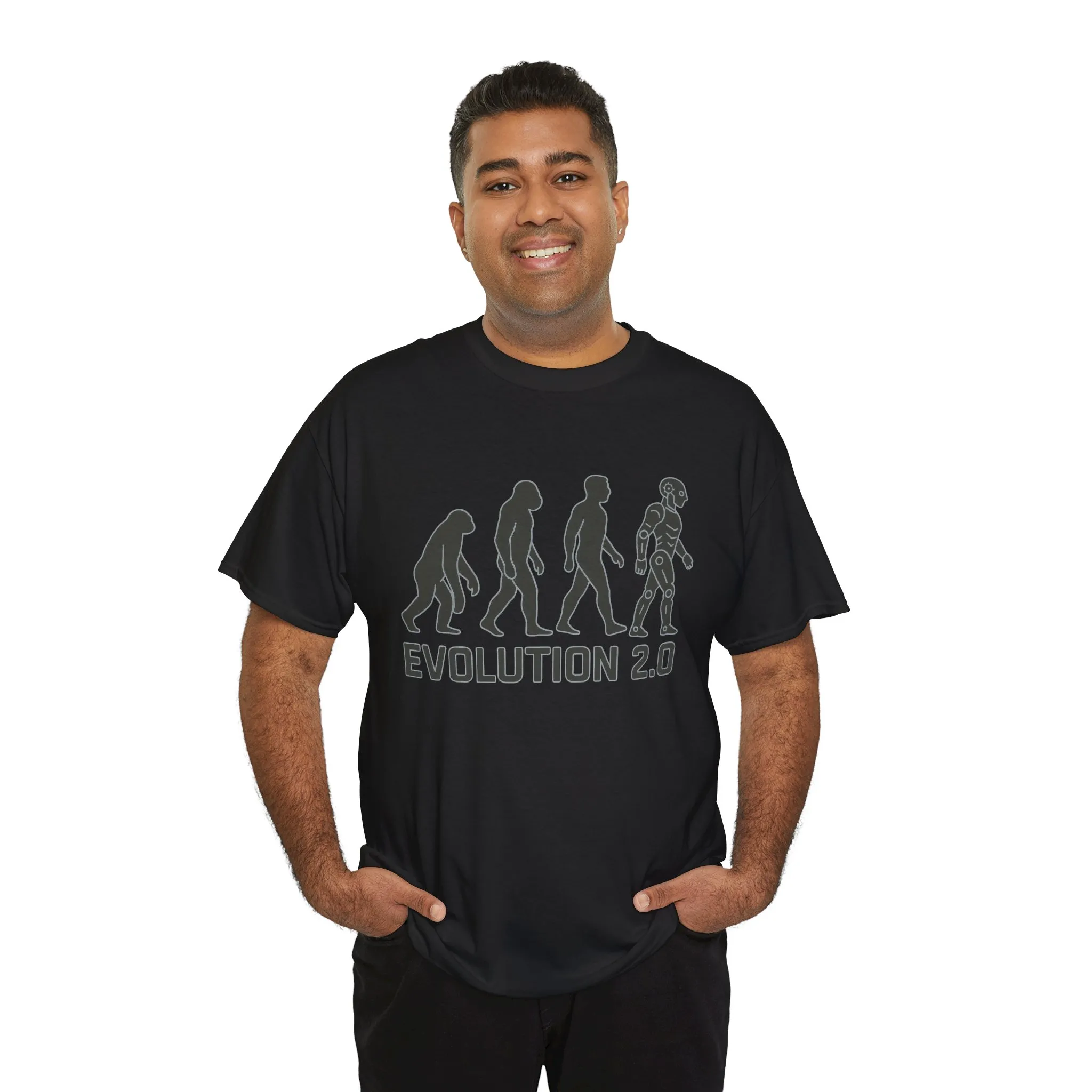 Evolution 2.0 Futuristic Robot Human Evolution T-Shirt, Cyberpunk Tech Graphic Tee for Men, Modern AI Inspired Sci-Fi Shirt - Image 8