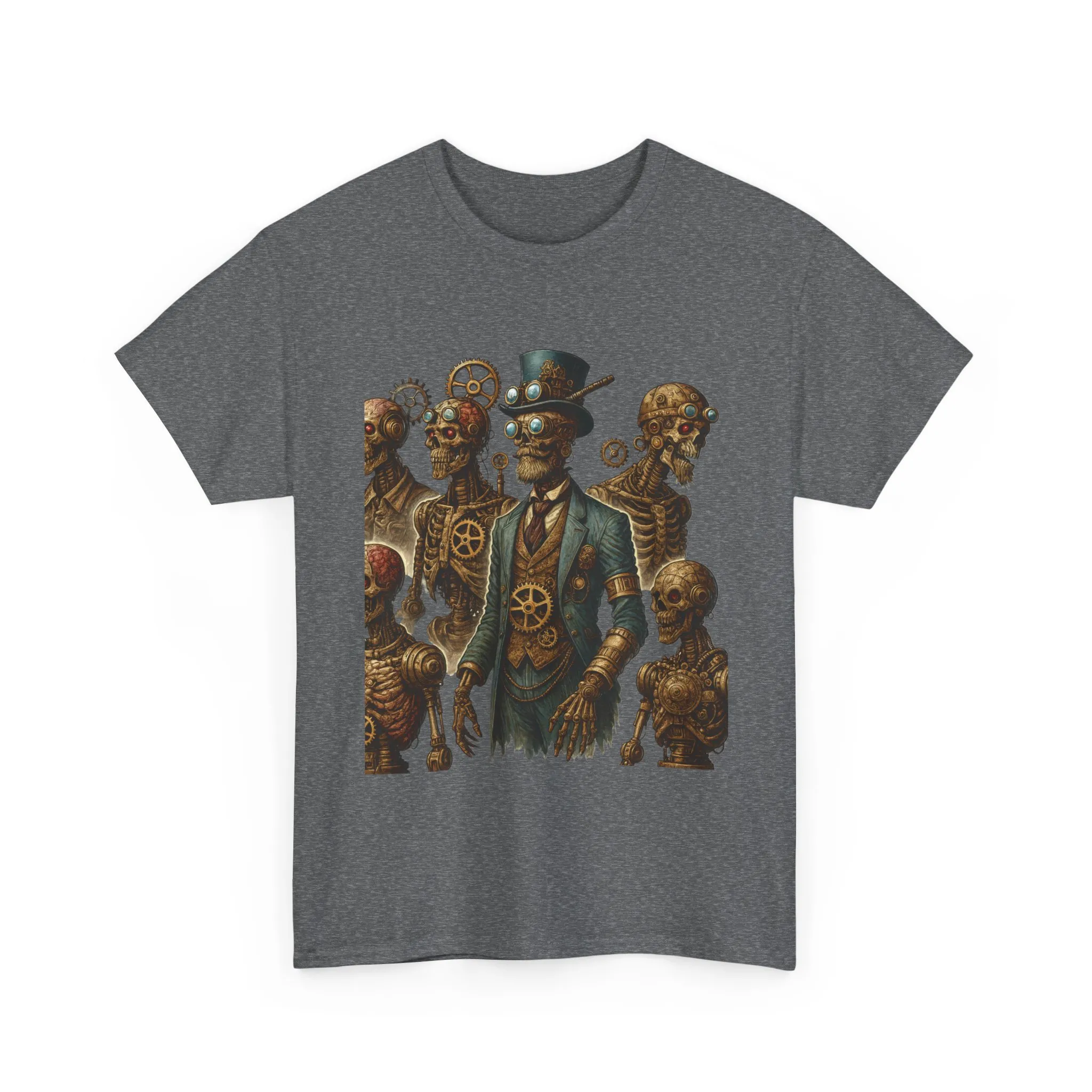 Steampunk Skeleton Gentleman T-Shirt, Vintage Mechanical Robot Skull Design, Gothic Industrial Cyberpunk Tee for Men - Image 19