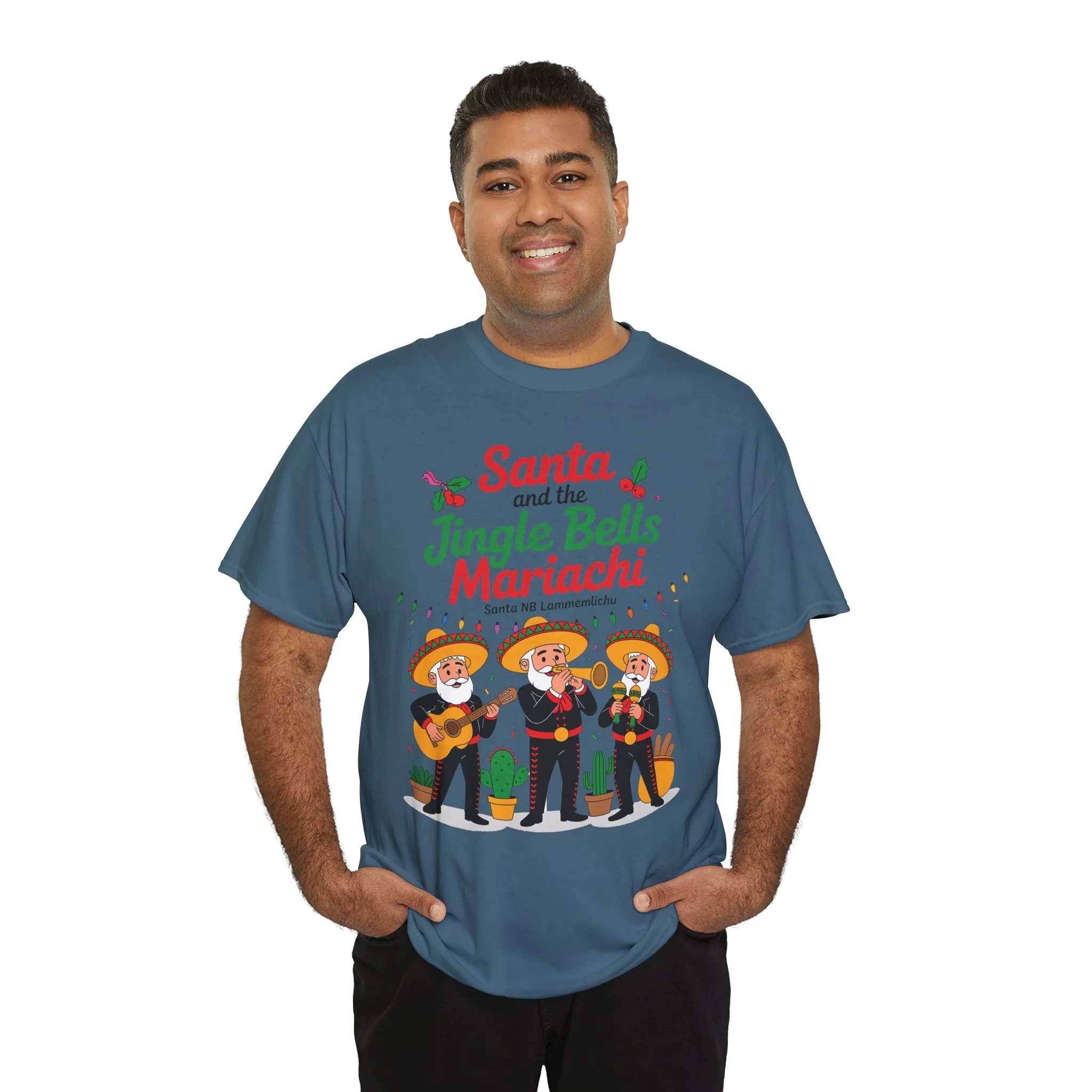 Santa and the Jingle Bells Mariachi, Funny Mexican Christmas T-Shirt, Latin Fiesta Holiday Tee, Navidad Humor Shirt - Image 21