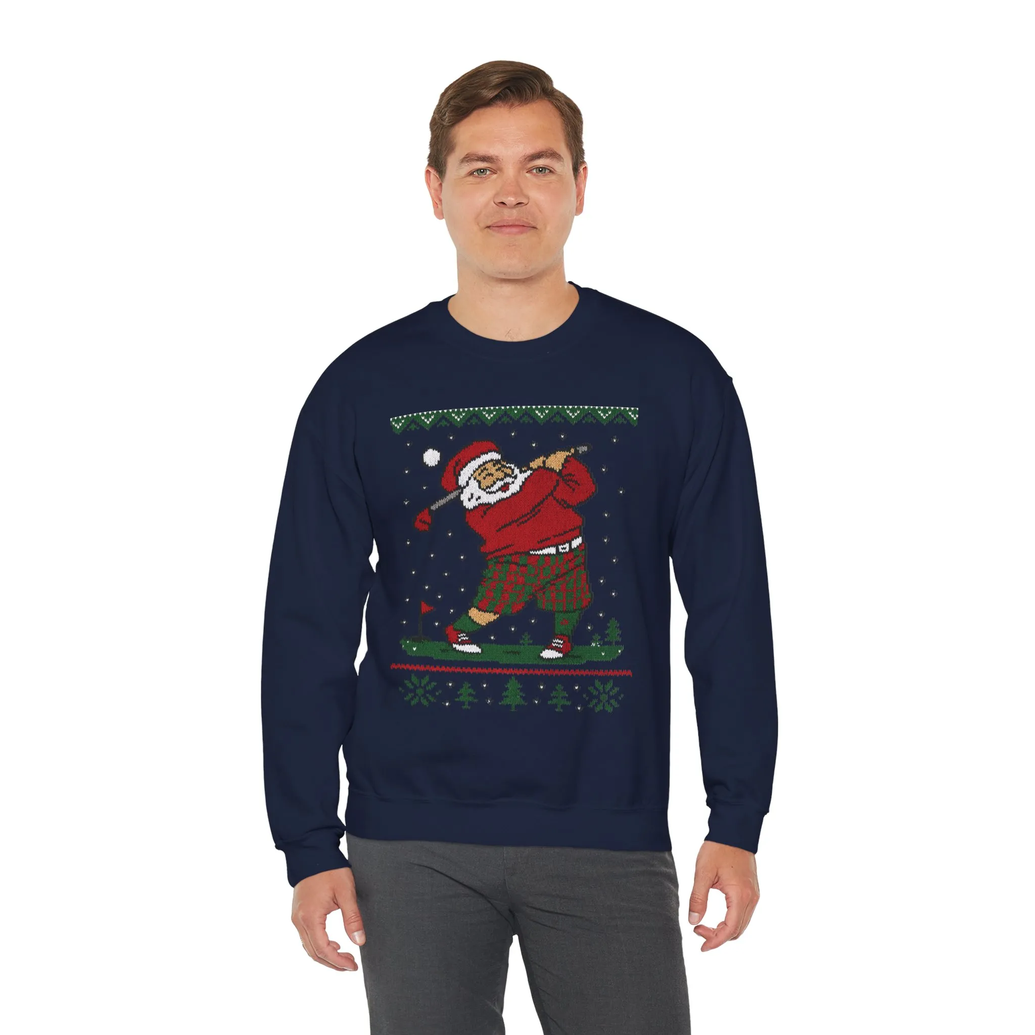 Golfing Santa Christmas Sweatshirt, Funny Golf Lover Holiday Jumper, Ugly Christmas Golf Sweater for Men - Image 24