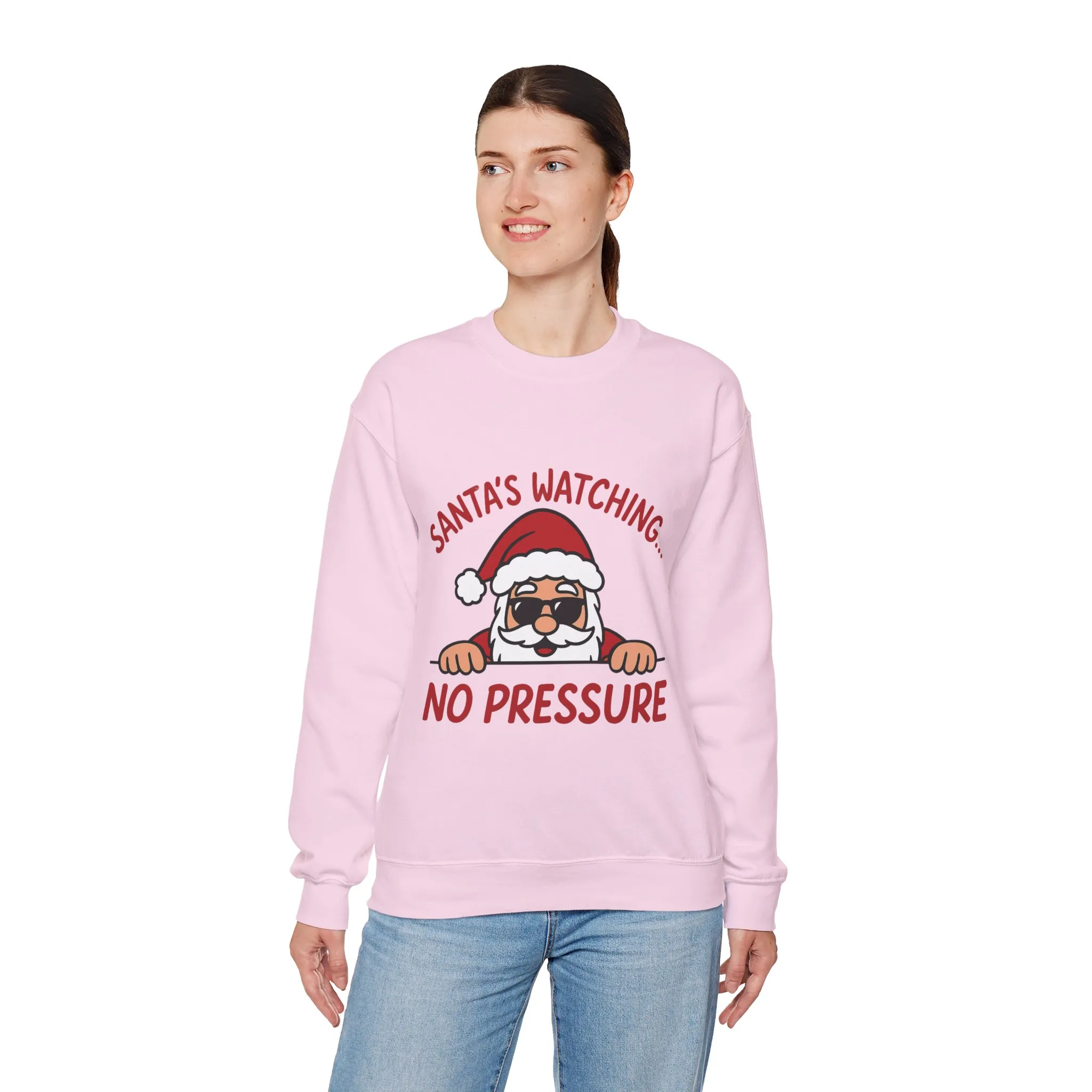Santa's Watching No Pressure Women's Christmas Sweatshirt, Funny Holiday Jumper - Image 21