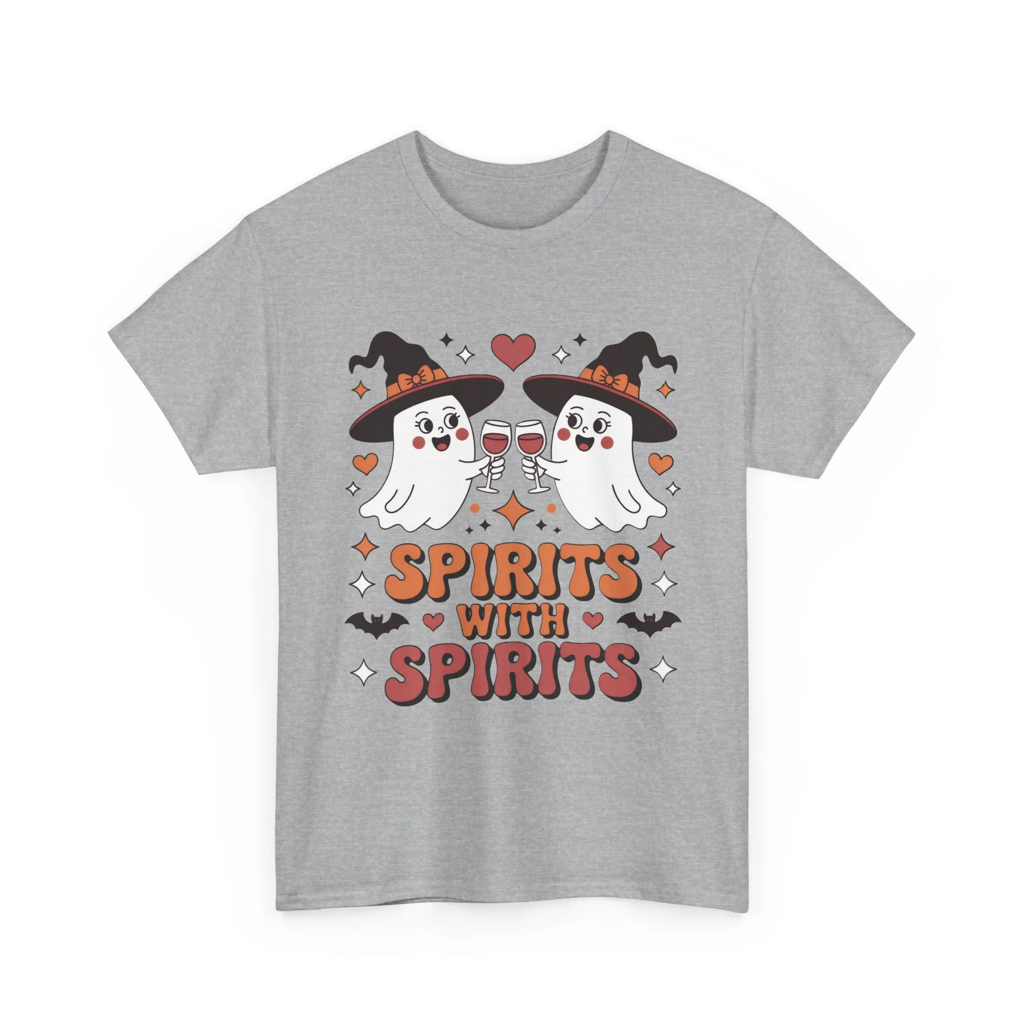 Spirits With Spirits Women's Halloween T-Shirt, Funny Ghost Drinking Wine Tee, Witches Party Shirt, Spooky Season Gift for Her - Image 7