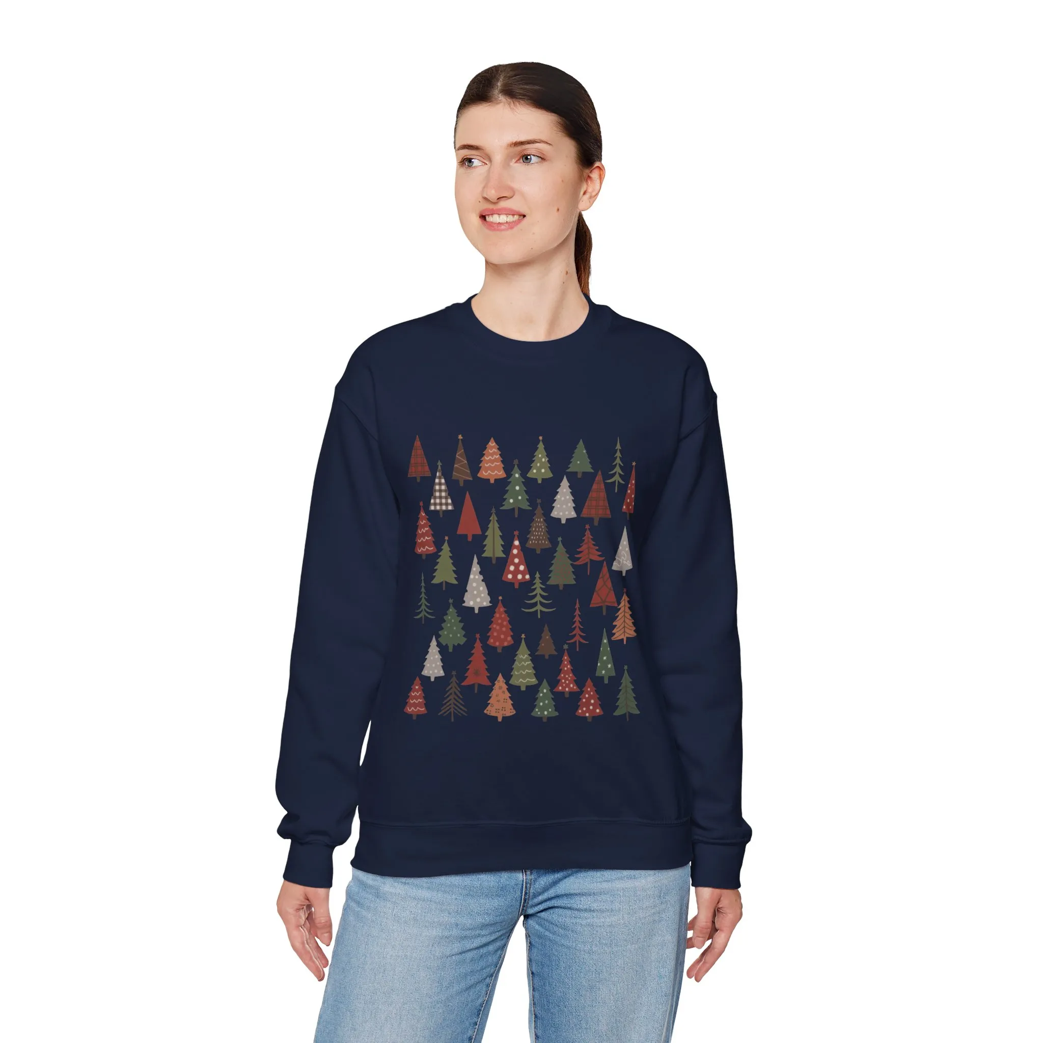 Women's Minimal Christmas Tree Sweatshirt, Rustic Holiday Pullover - Image 24