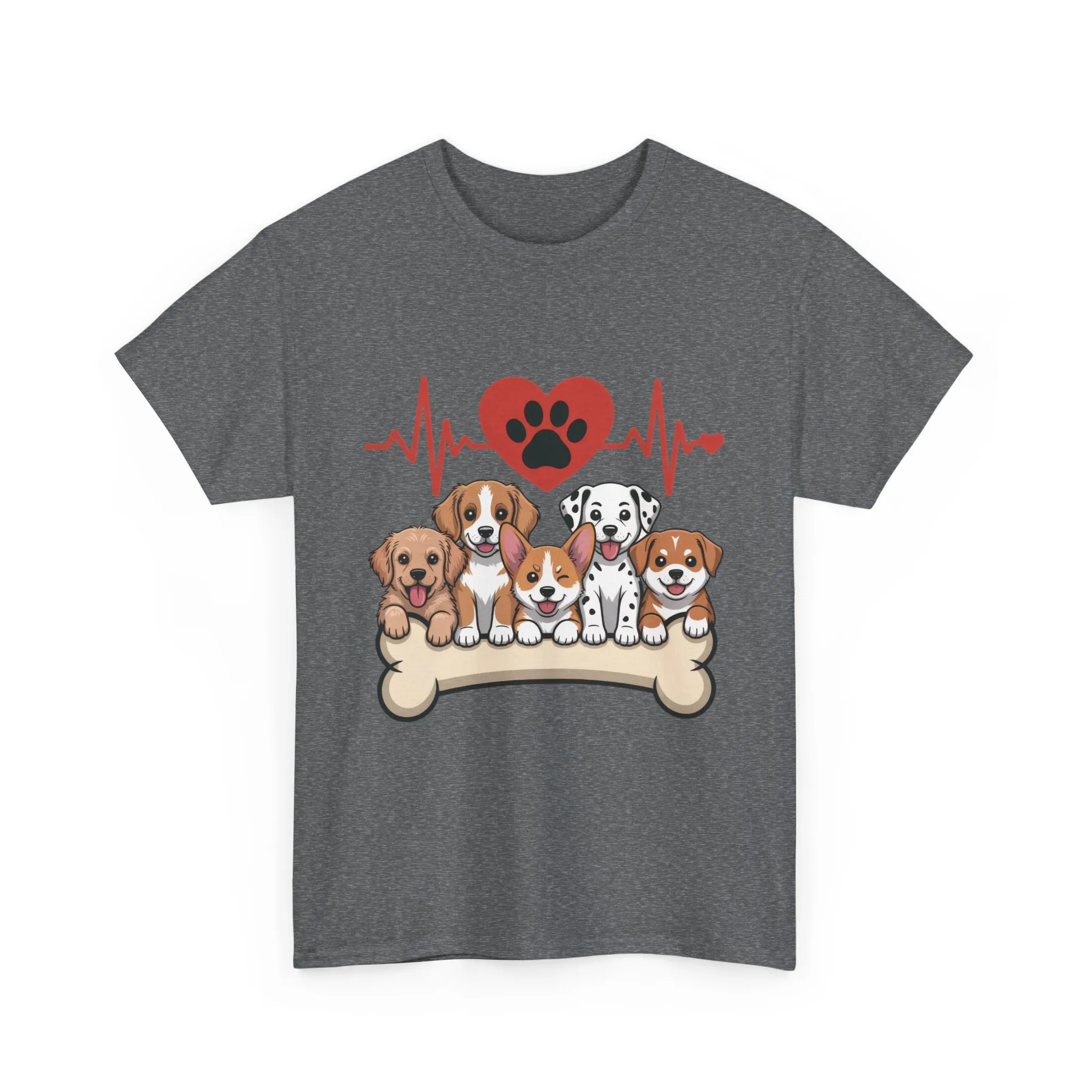 Cute Puppy Heartbeat Women's T-Shirt, Dog Lover Gift, Paw Print Heart Graphic Tee - Image 10