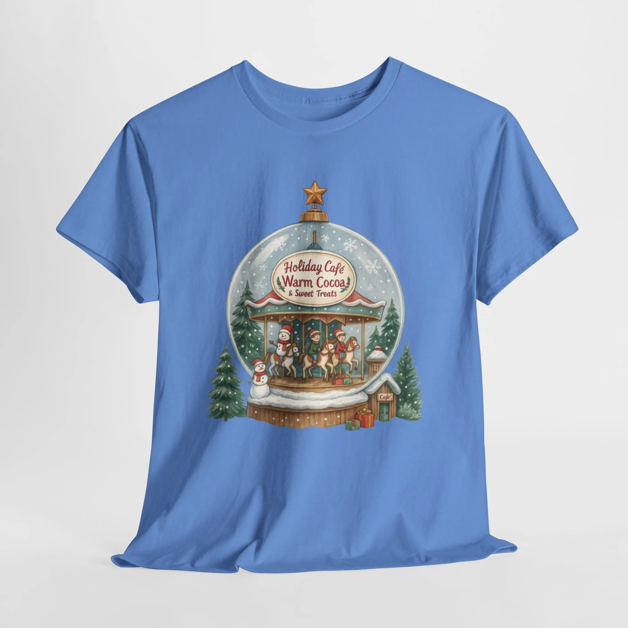 Holiday Café Christmas T-Shirt for Women, Warm Cocoa Carousel Tee - Image 16