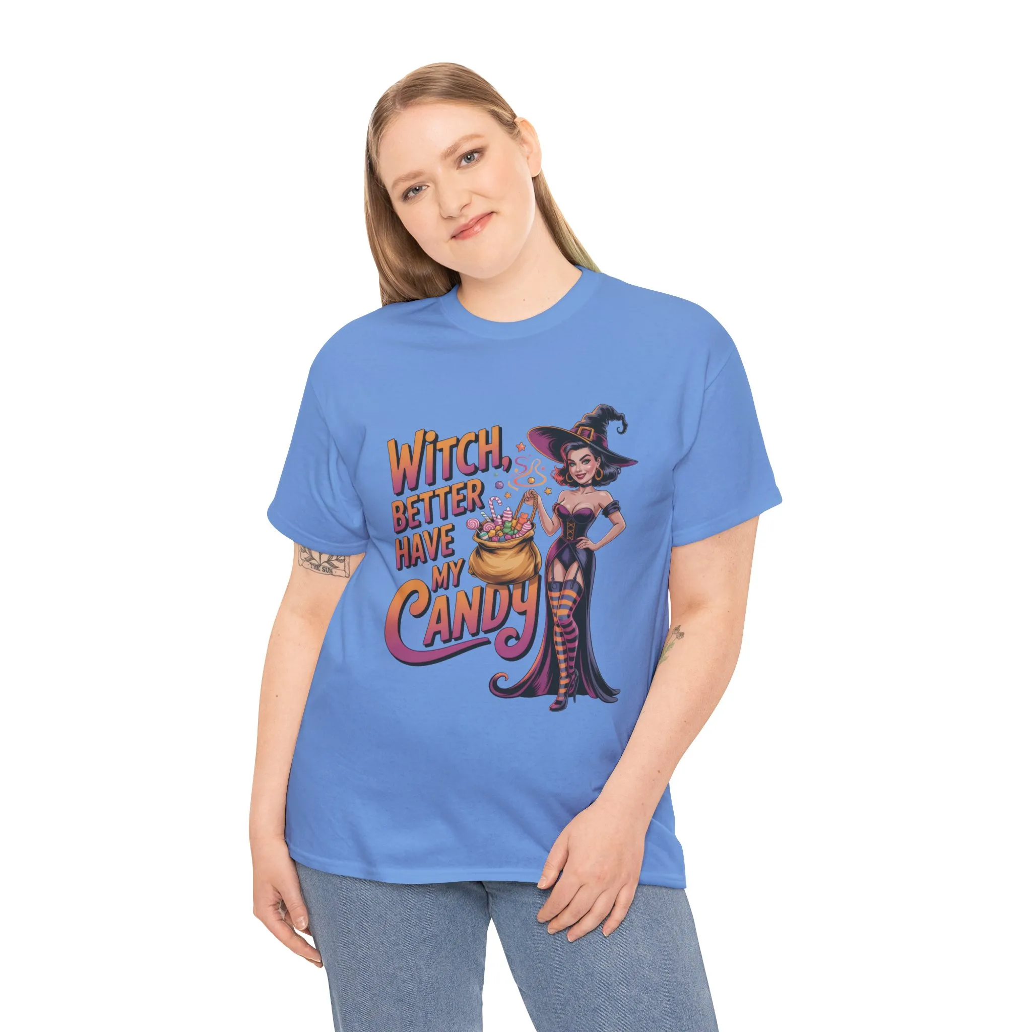 Witch Better Have My Candy Halloween T-Shirt for Women, Funny Spooky Witch Tee, Retro Pin-Up Halloween Shirt, Sassy Fall Party Top - Image 18