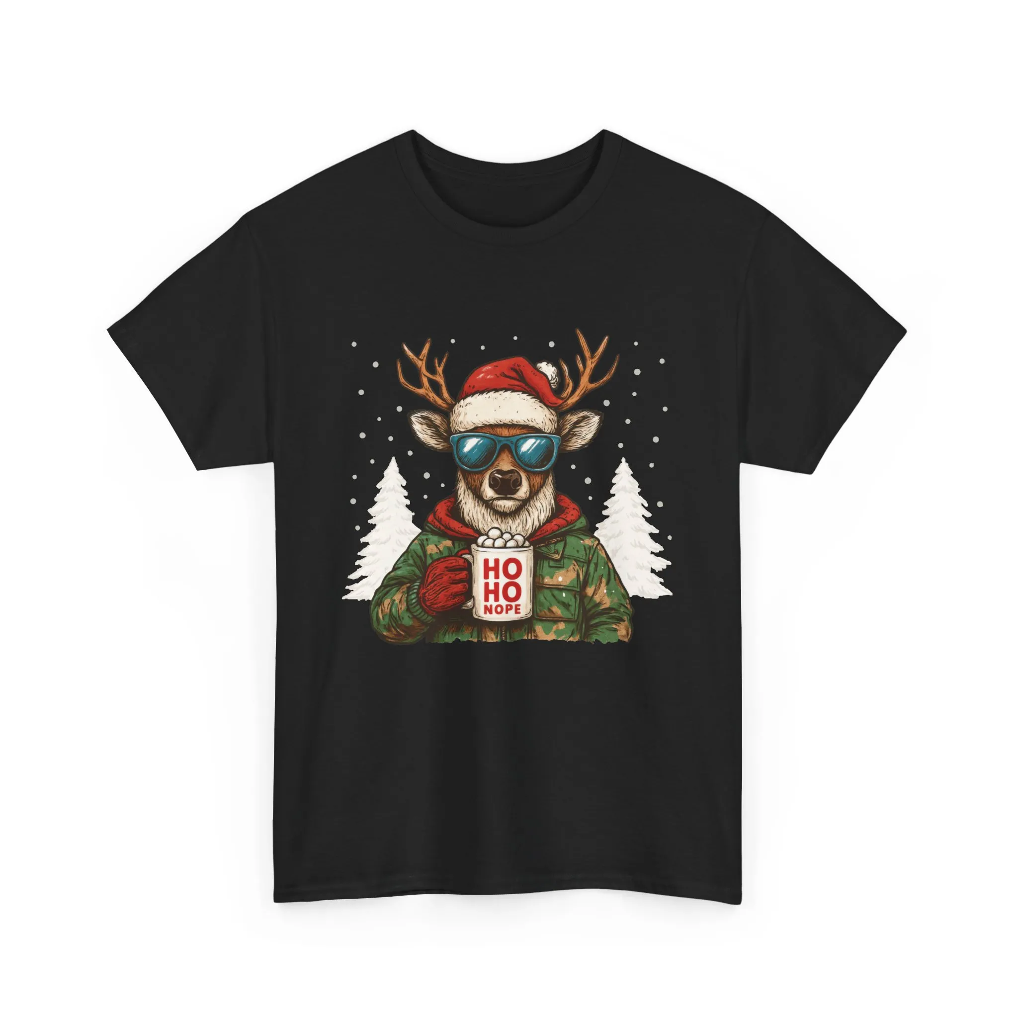 Men's HO HO NOPE Funny Christmas Sweatshirt, Cool Reindeer Pullover - Image 4