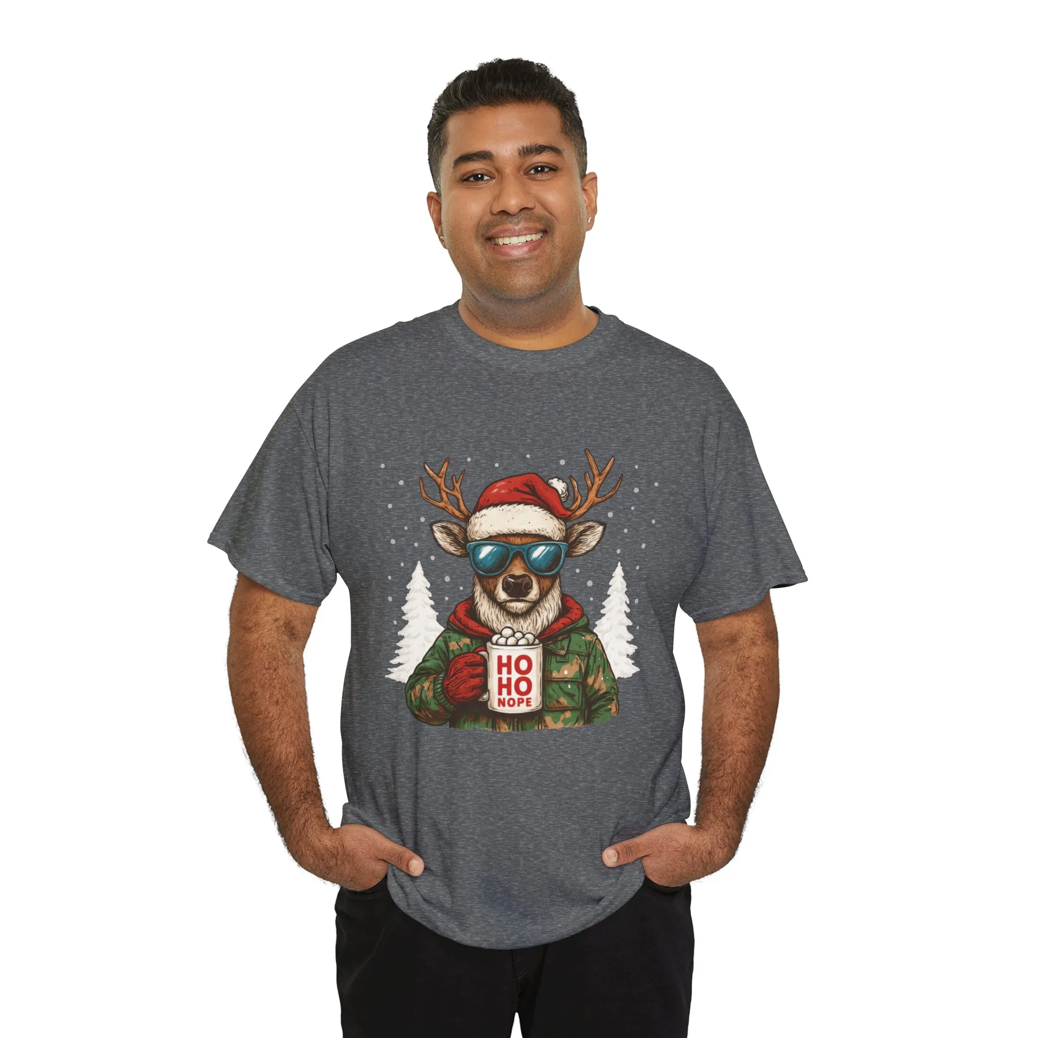 Men's HO HO NOPE Funny Christmas Sweatshirt, Cool Reindeer Pullover - Image 15