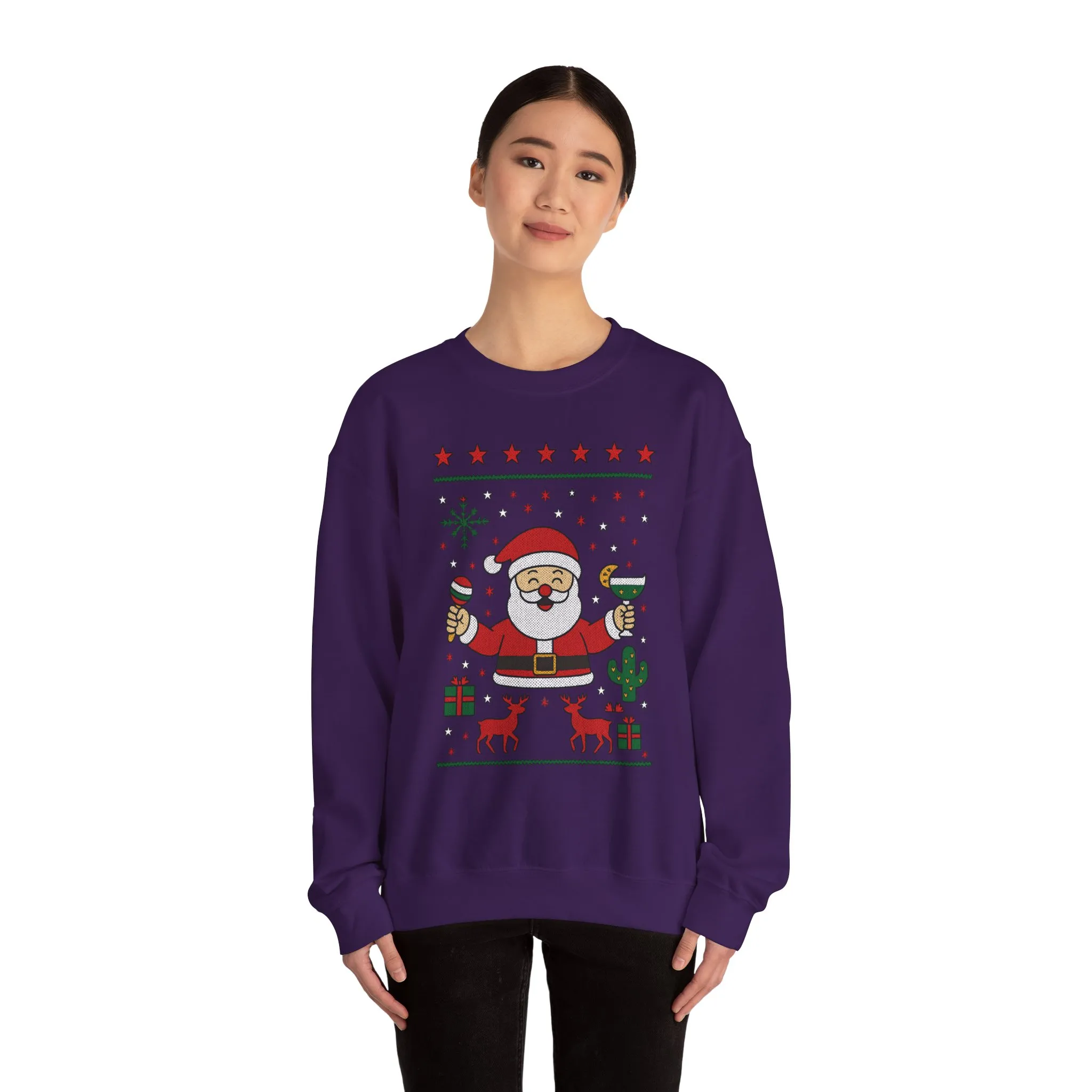 Funny Santa Women's Christmas Sweatshirt, Holiday Party Pullover - Image 17