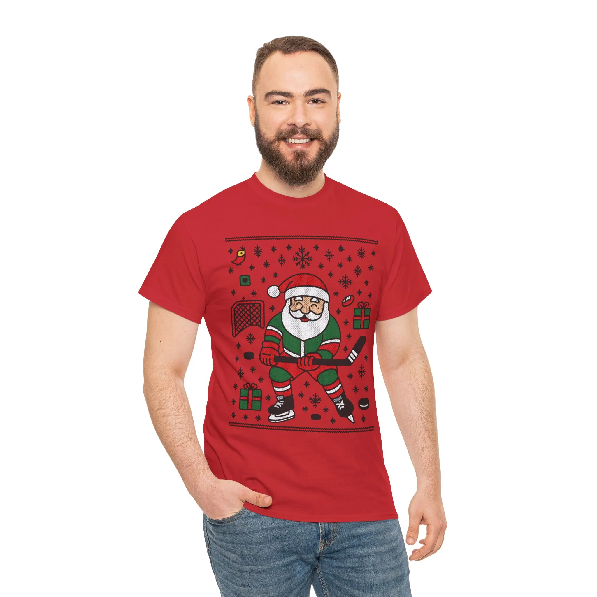 Hockey Santa Men's Christmas T-Shirt, Funny Sports Holiday Tee - Image 26