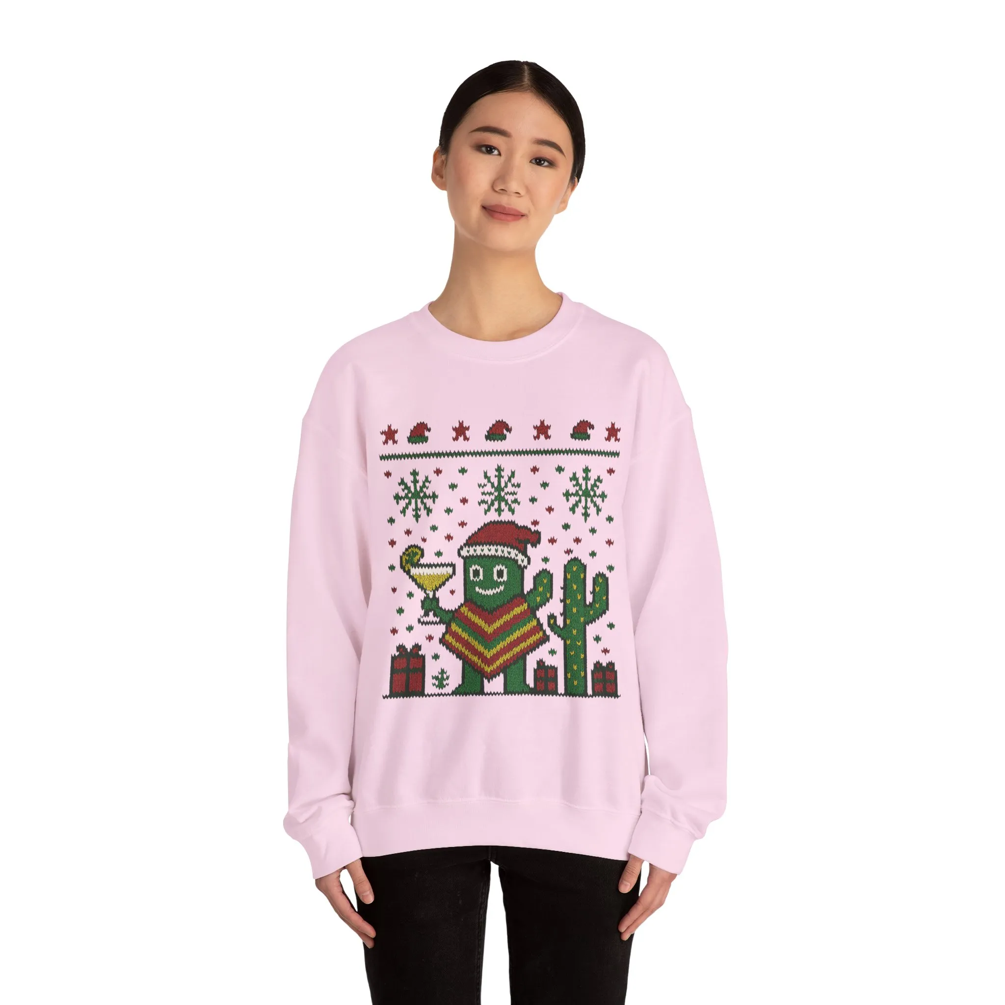 Festive Cactus Christmas Women's Sweatshirt, Funny Santa Hat Holiday Pullover, Women's Heavy Blend™ Crewneck Sweatshirt - Image 23