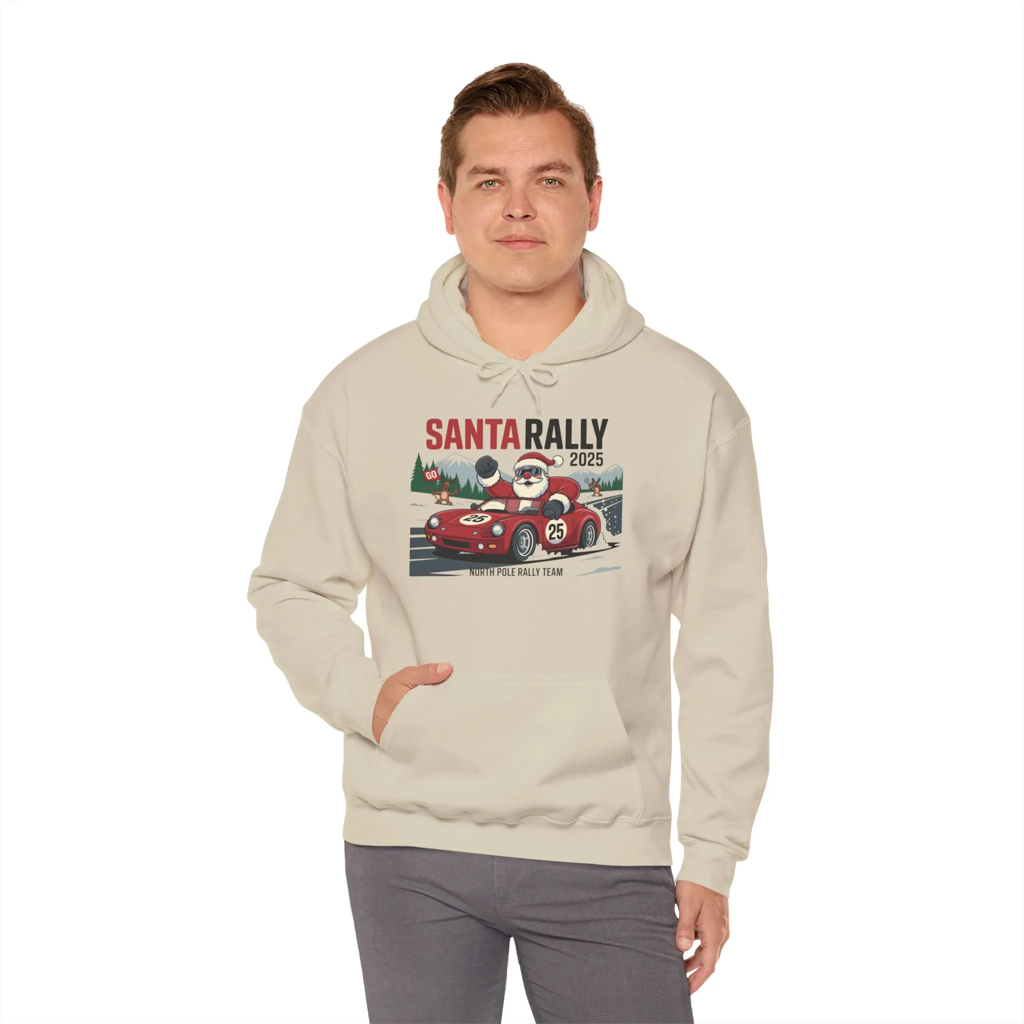 Santa Rally 2025 Christmas Sweatshirt, Funny Santa Racing Hoodie for Men, North Pole Rally Team Holiday Jumper - Image 12